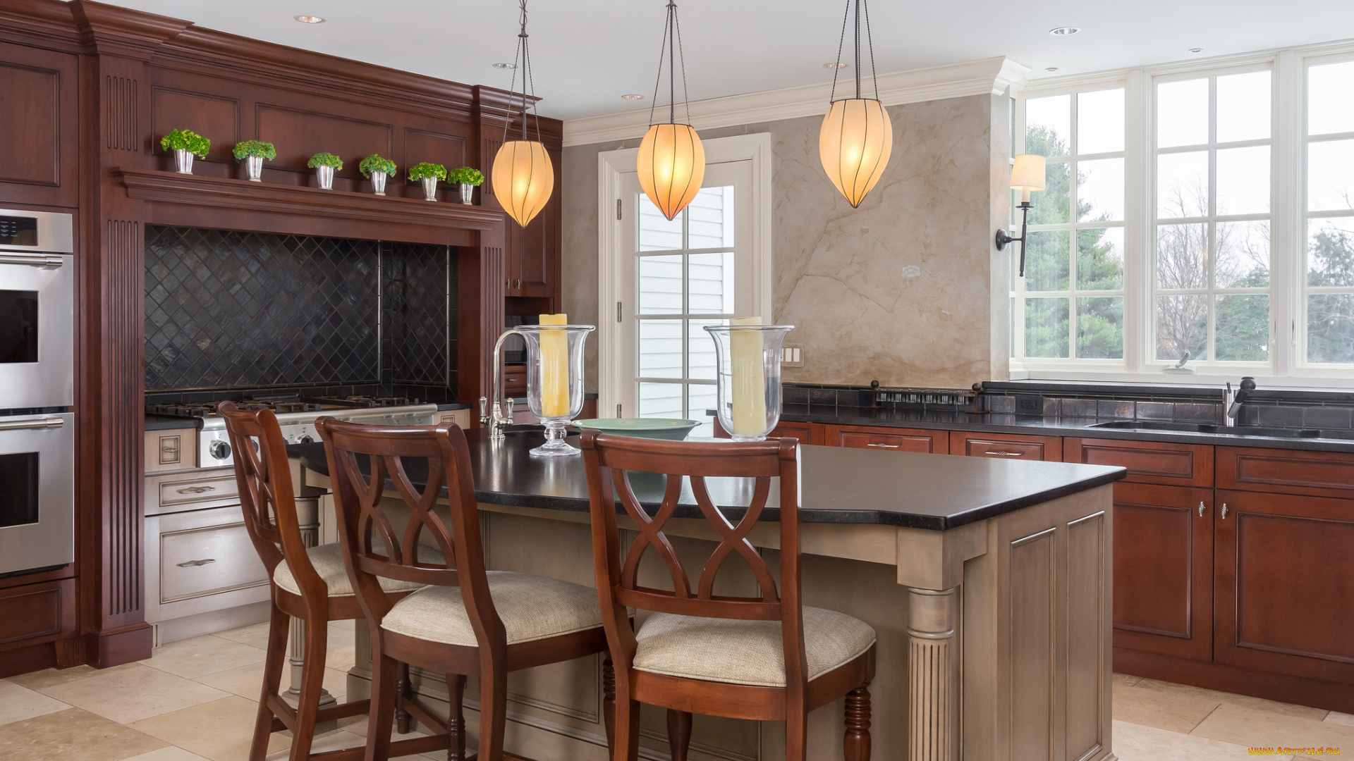 интерьер, кухня, стулья, стол