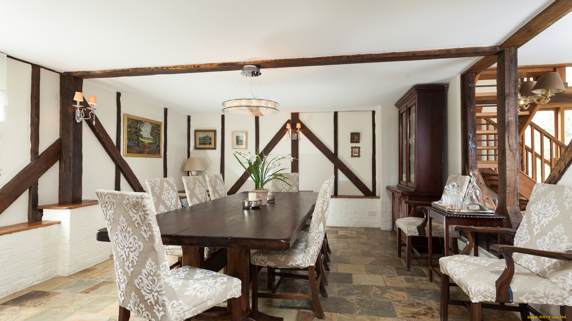 интерьер, столовая, кресла, стол