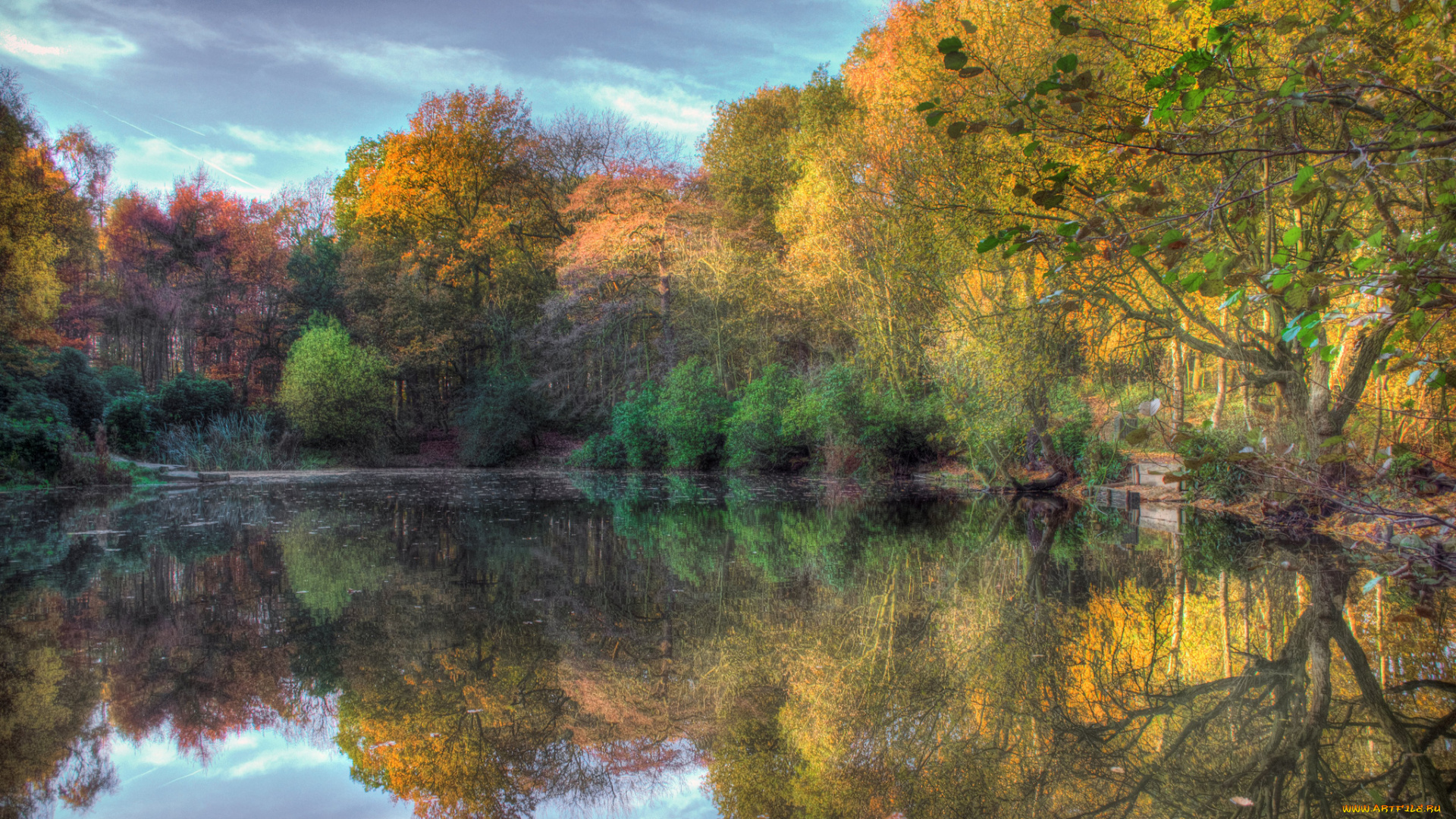 природа, реки, озера, осень, лес, озеро, тучи
