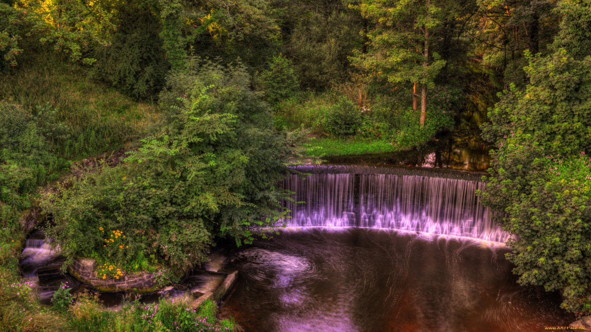 природа, водопады, chorley, england, англия, река, водопад, лес