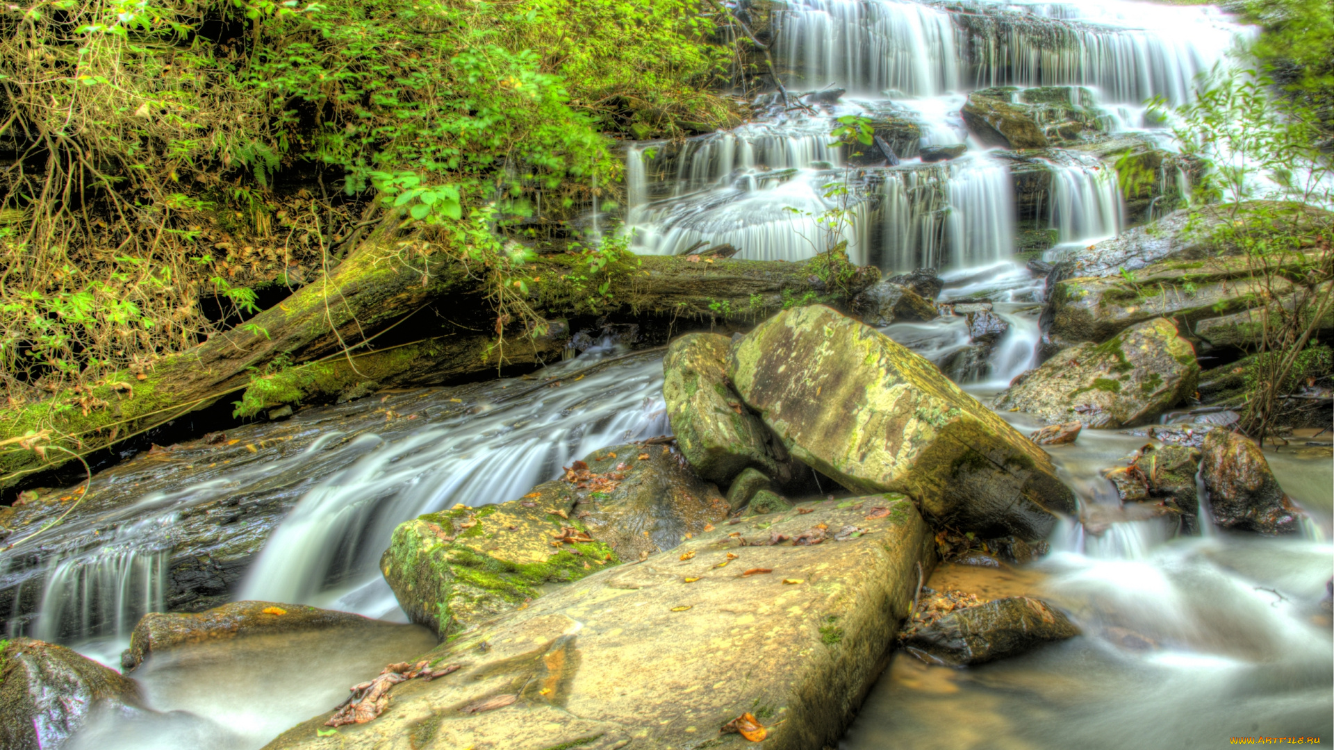 природа, водопады, водопад, камни, поток