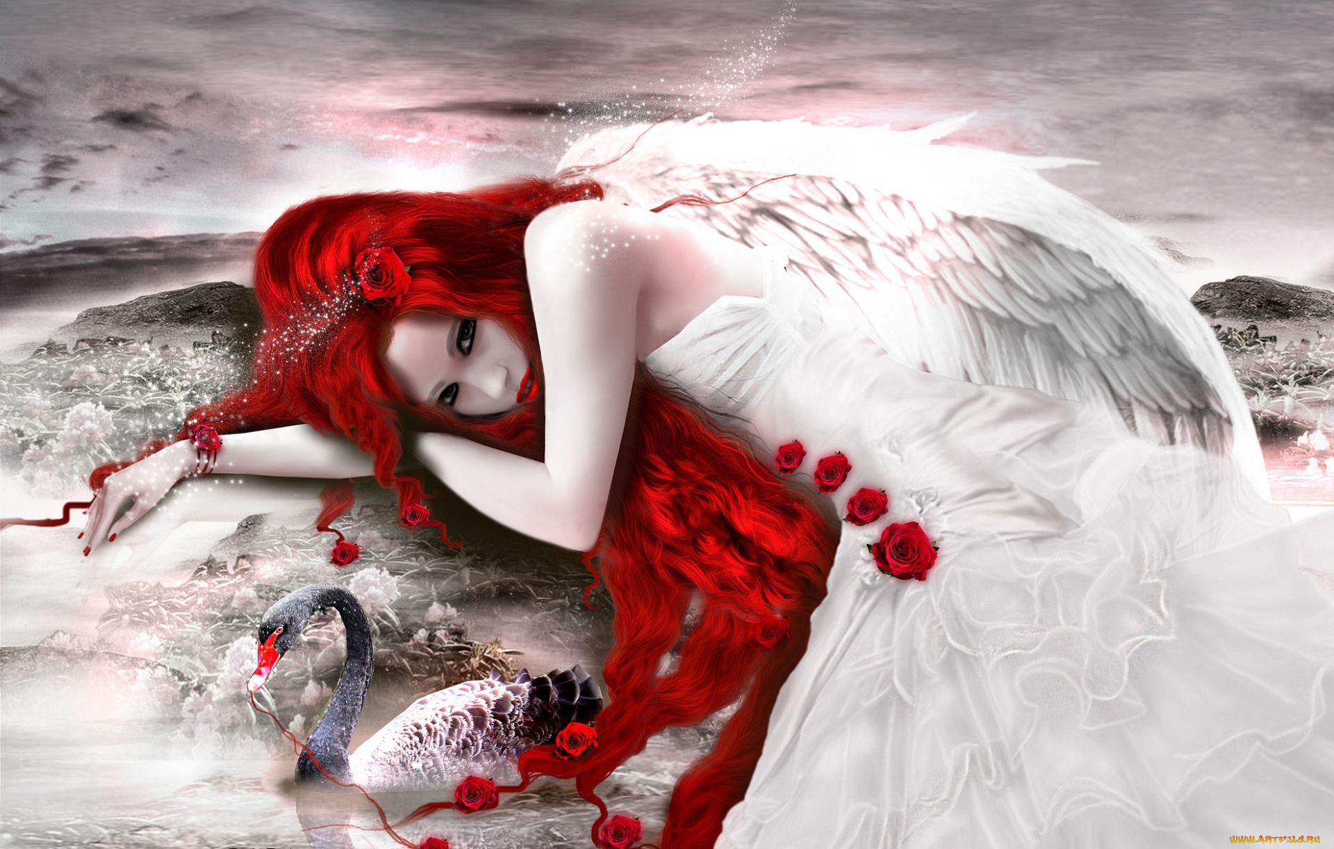 фэнтези, фотоарт, крылья, волосы