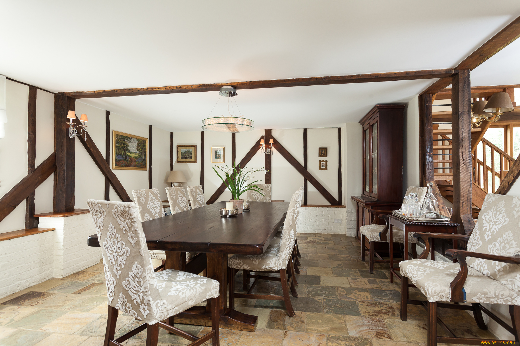 интерьер, столовая, кресла, стол