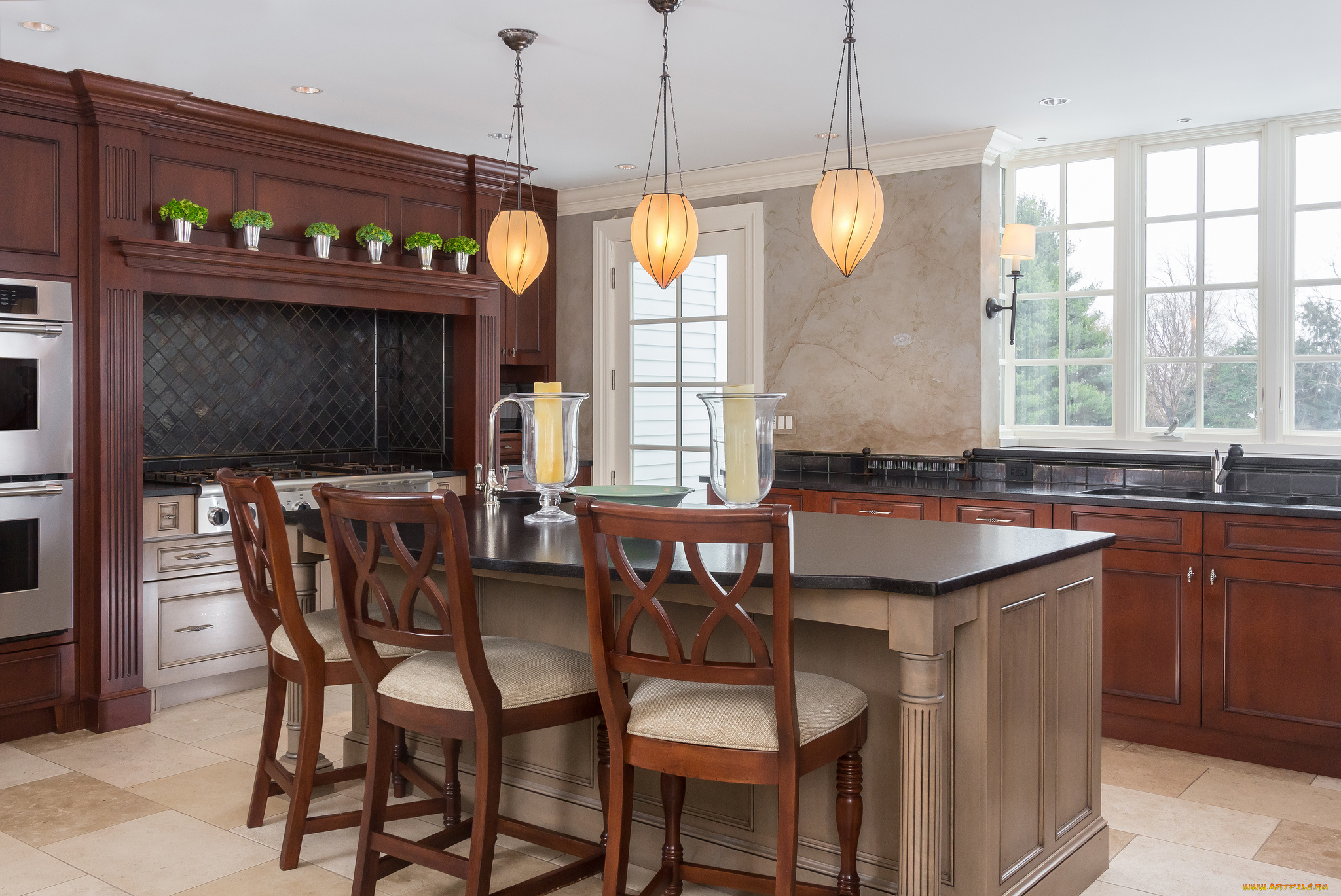 интерьер, кухня, стулья, стол