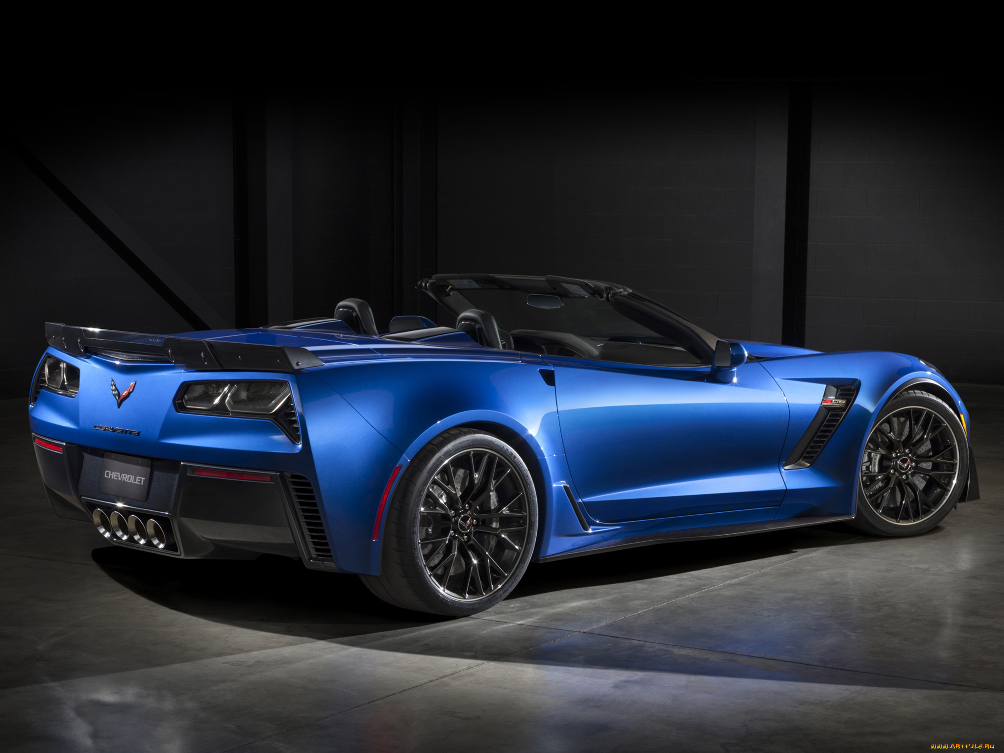 автомобили, corvette, z06, синий, с7, convertible, 2015г