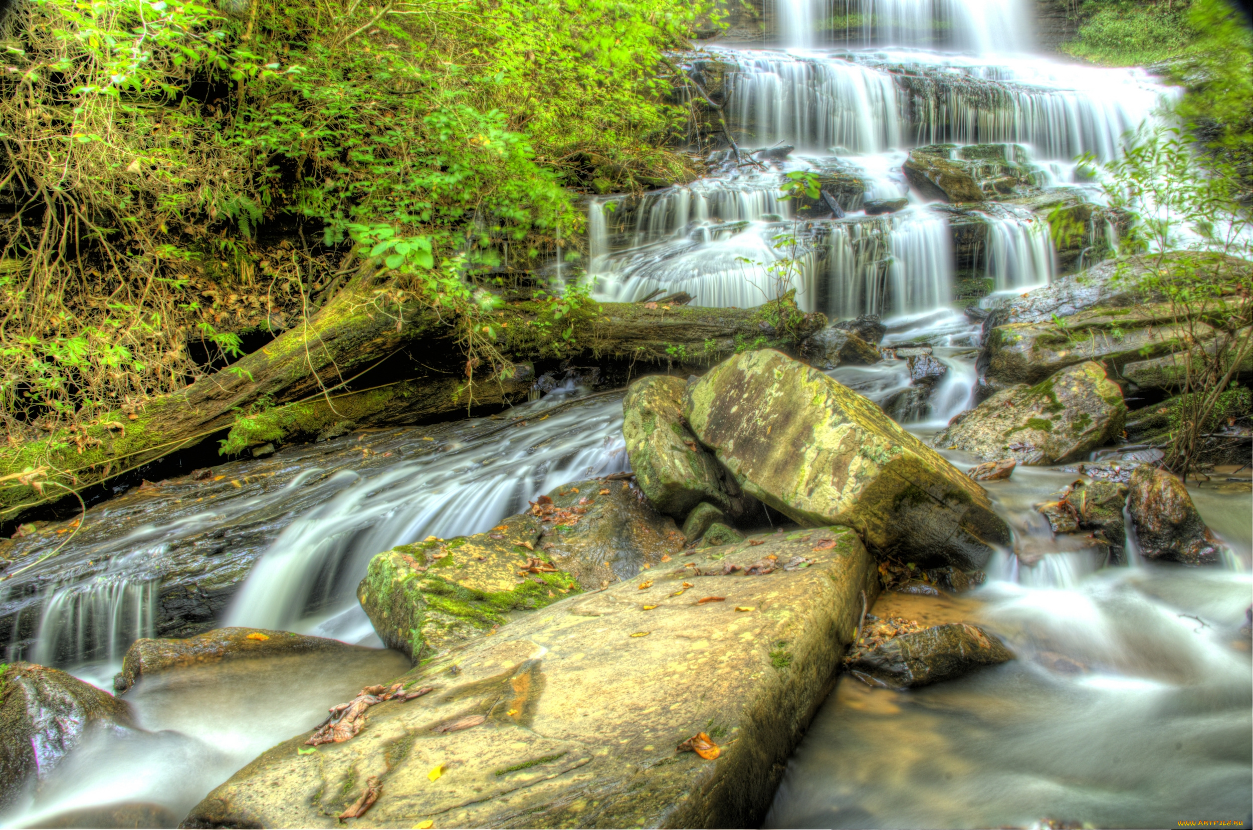 природа, водопады, водопад, камни, поток