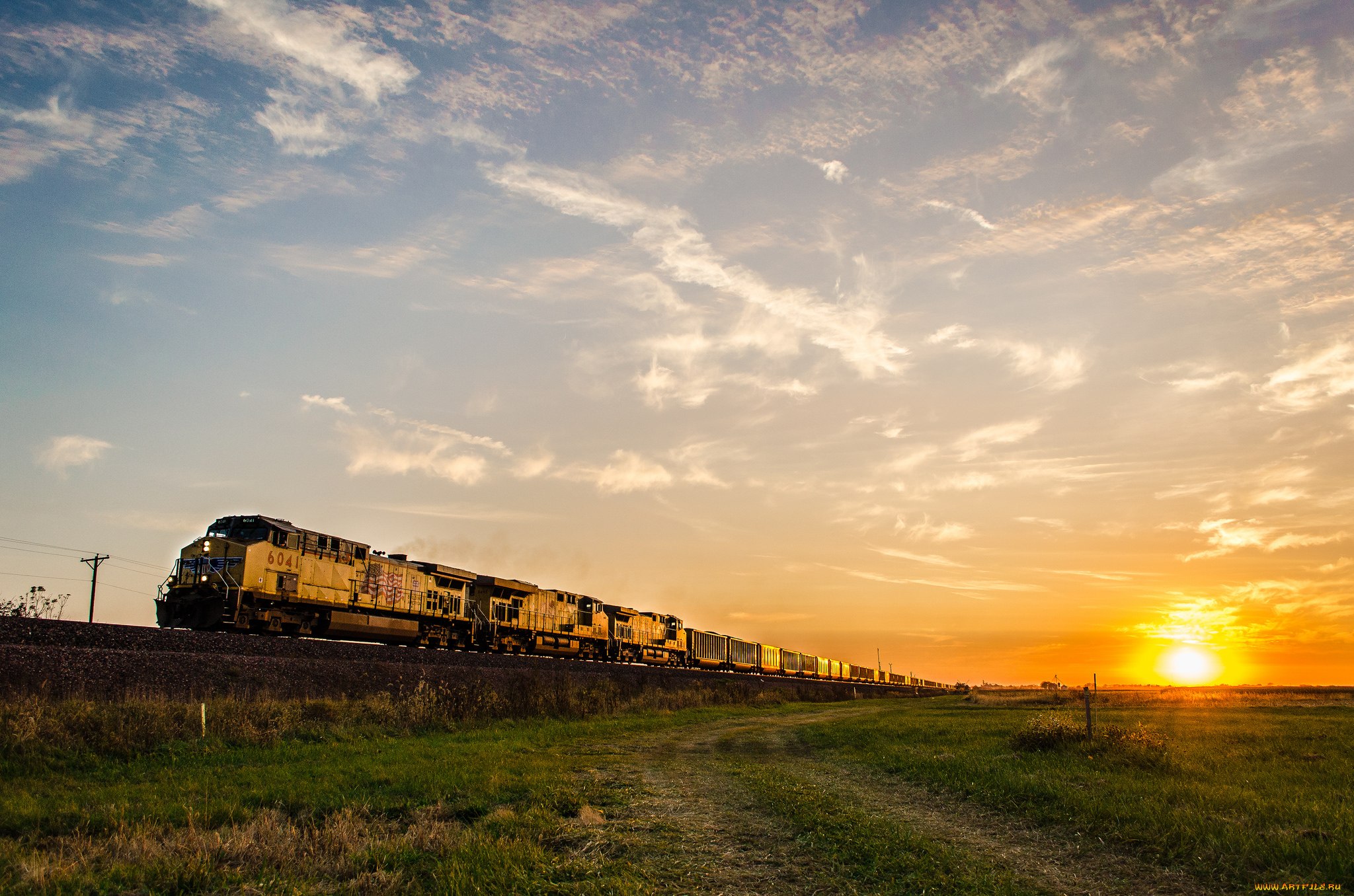 техника, поезда, железная, дорога, локомотив, состав