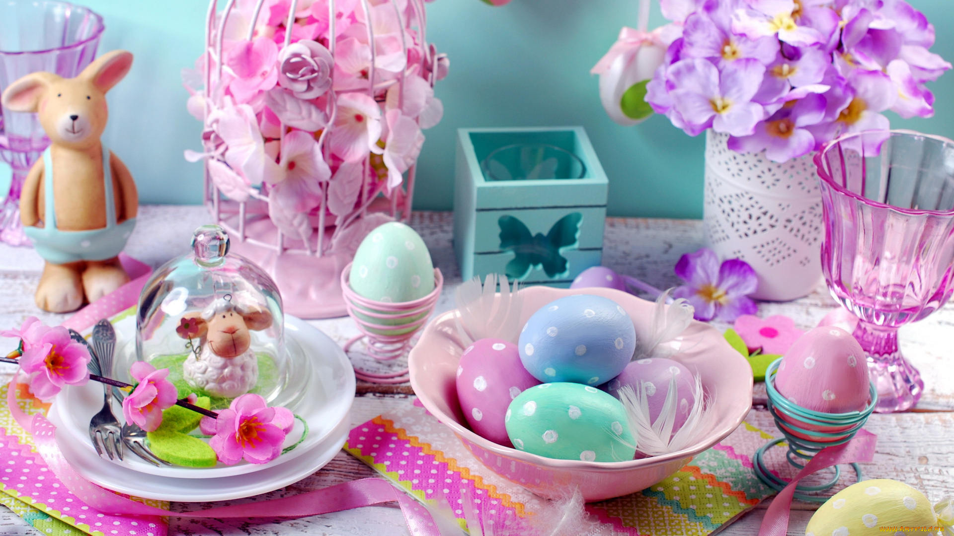 праздничные, пасха, яйца, перья, букет