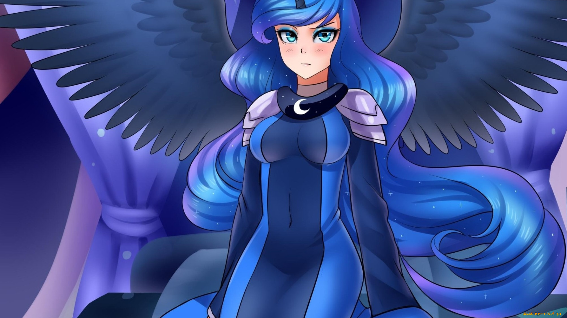 аниме, ангелы, , демоны, девушка, взгляд, фон