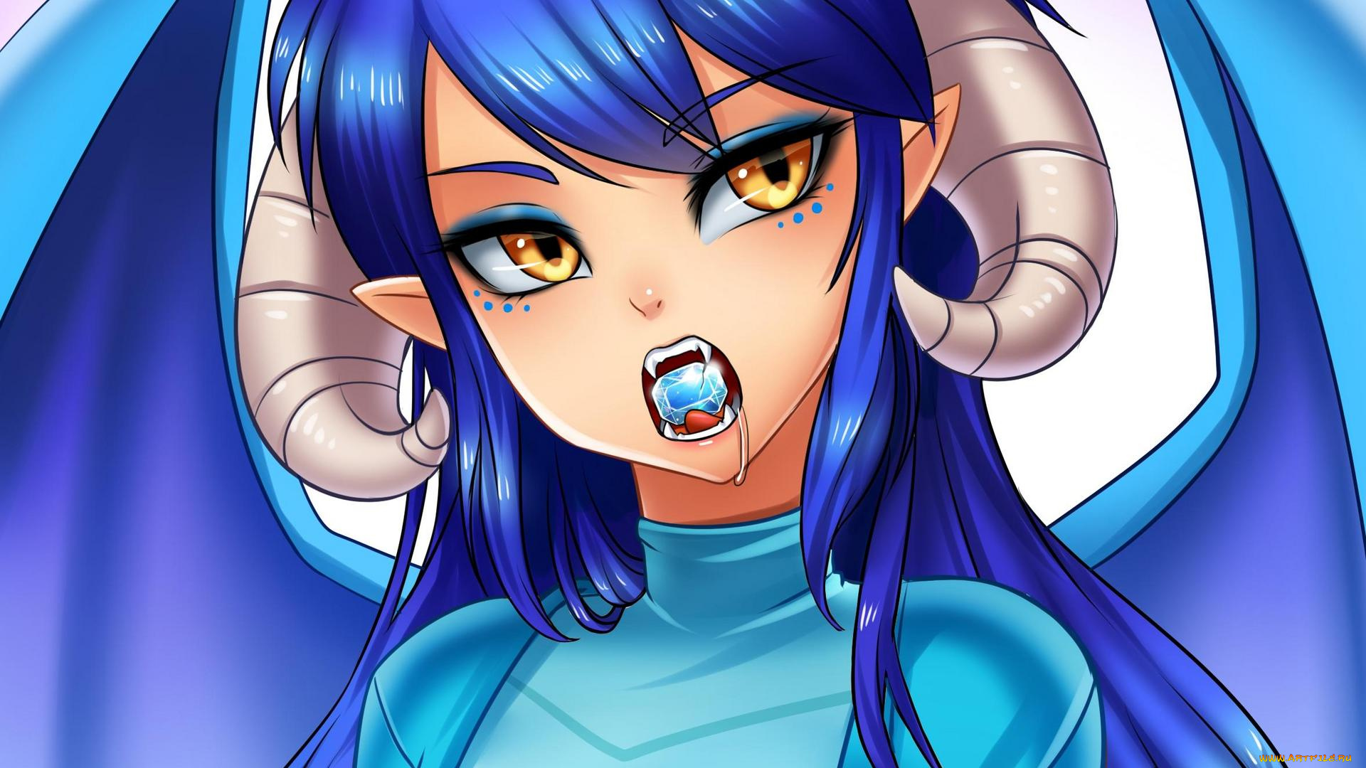 аниме, ангелы, , демоны, фон, взгляд, девушка