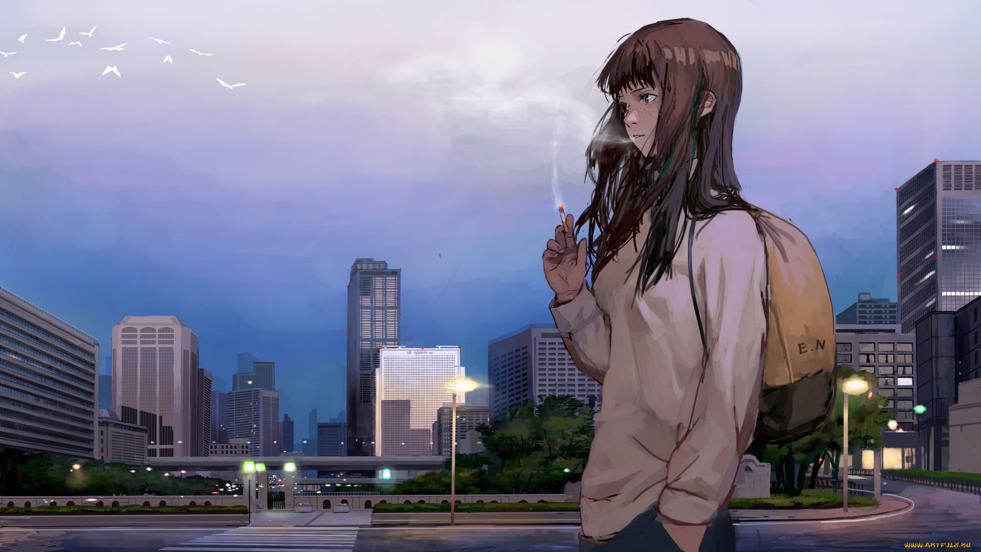аниме, город, , улицы, , здания, emanon