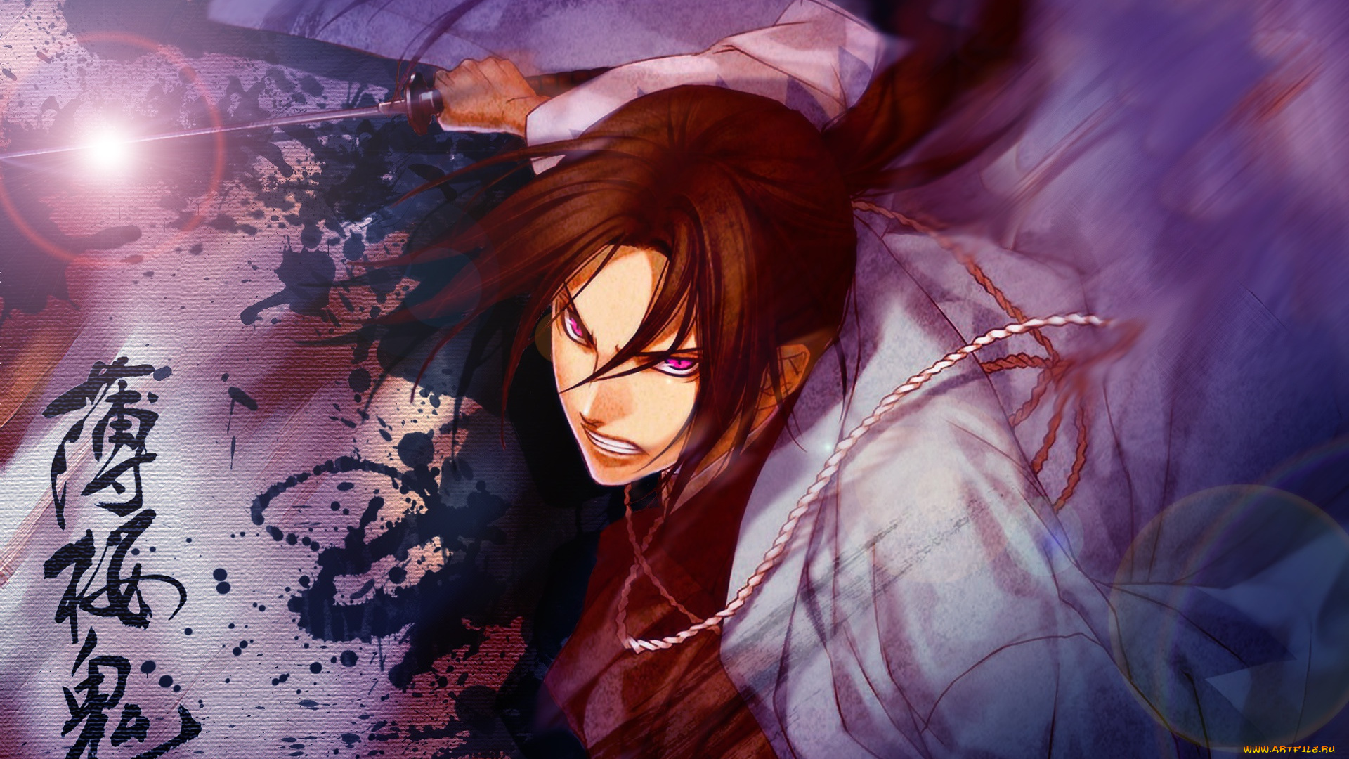 аниме, hakuouki, самурай, катана, кровь, shinsengumi, kitan, демоны, бледной, сакуры, yone, kazuki, art, hijikata, toshizou, атака