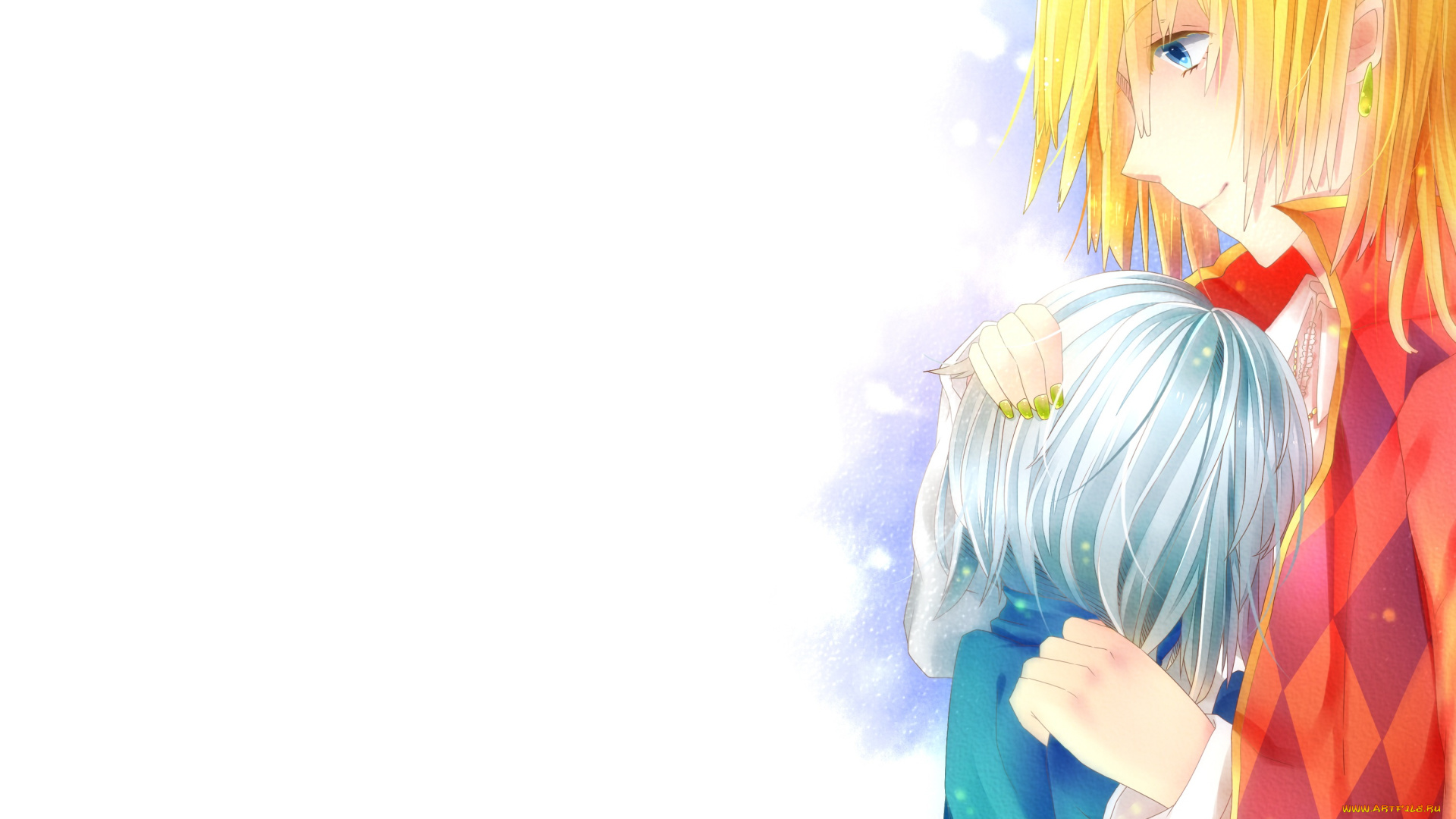 аниме, howl`s, moving, castle, двое