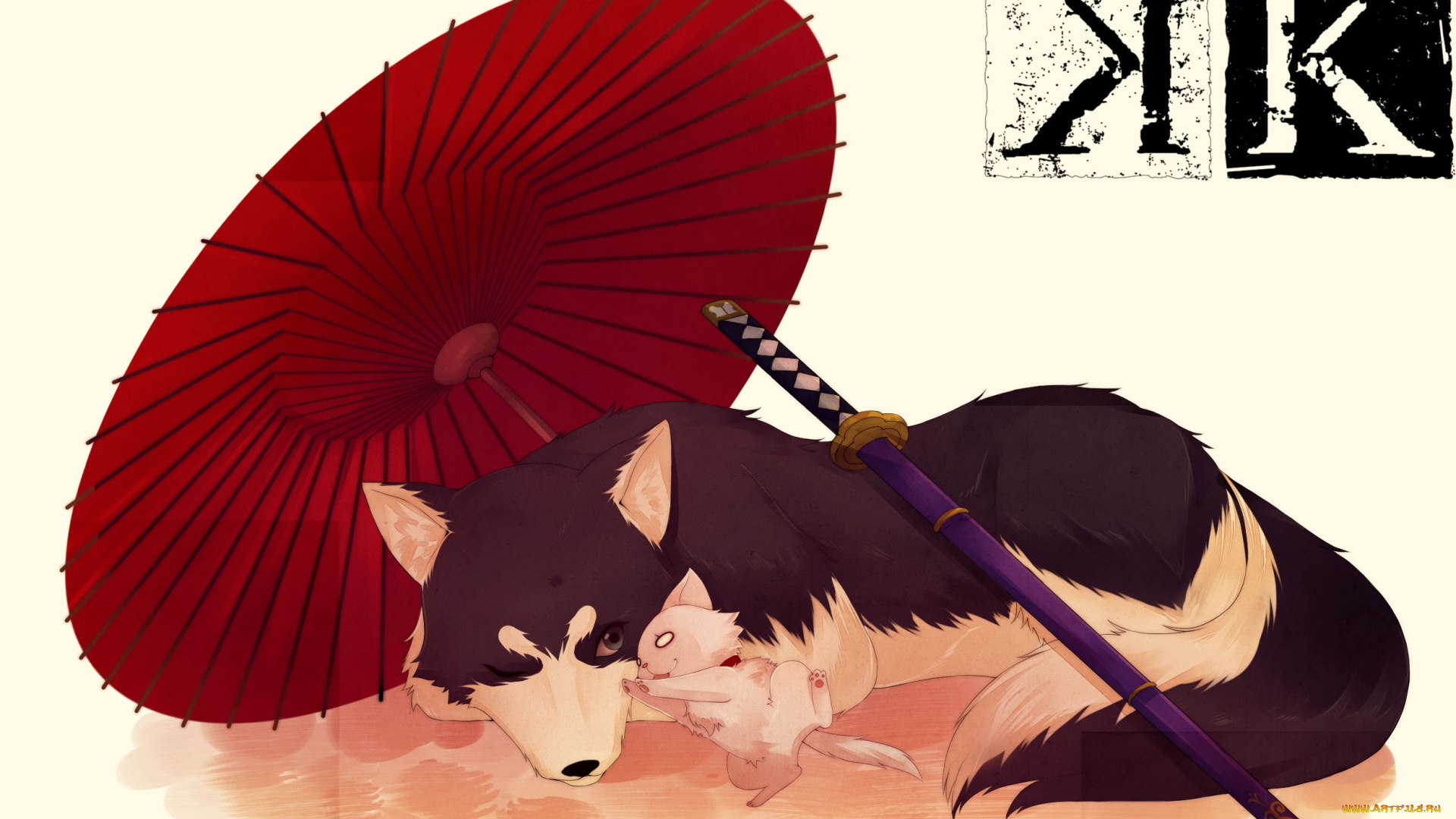 аниме, k, project, собаки, зонт