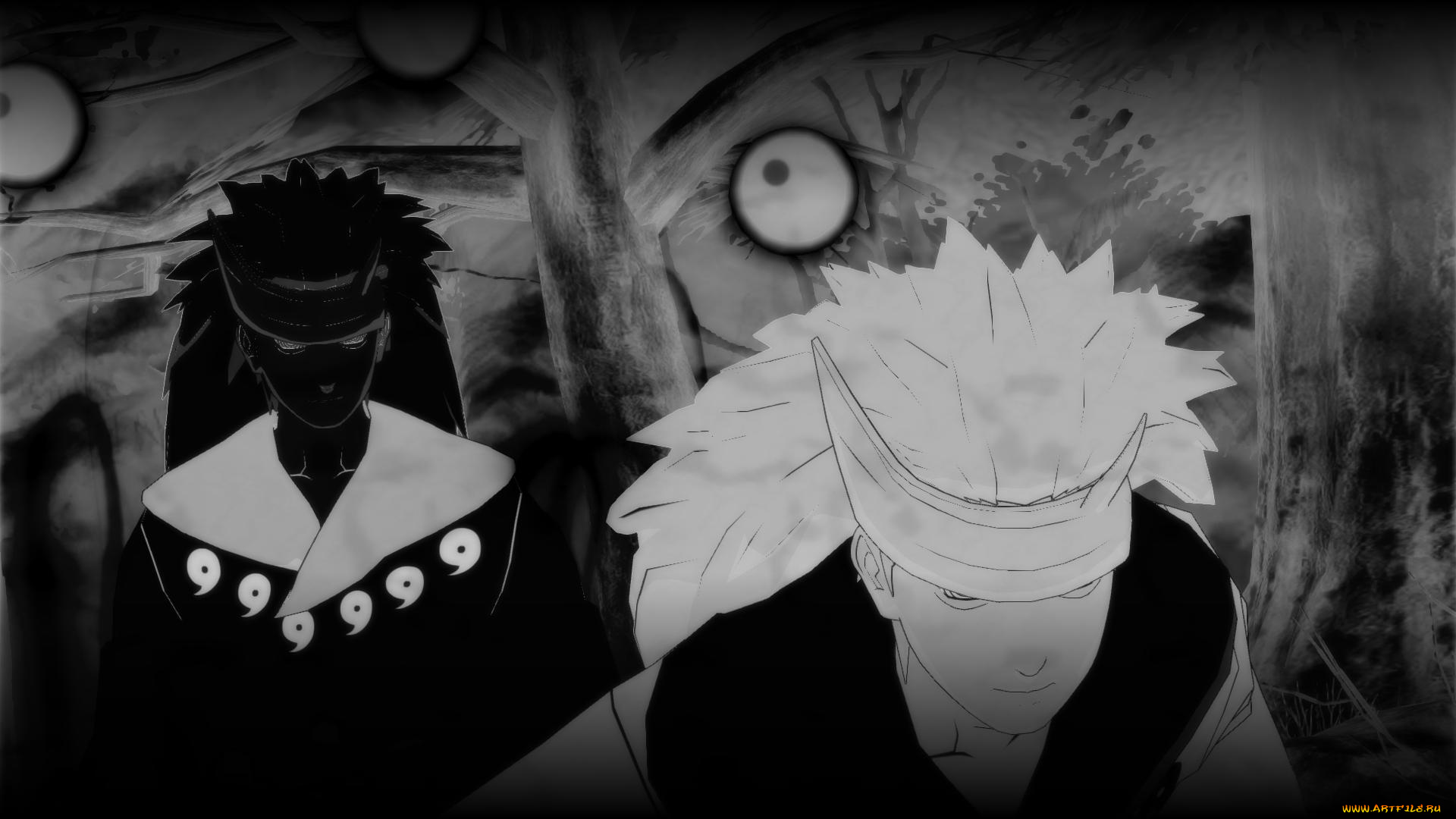 аниме, naruto, белый, черный, персонажи