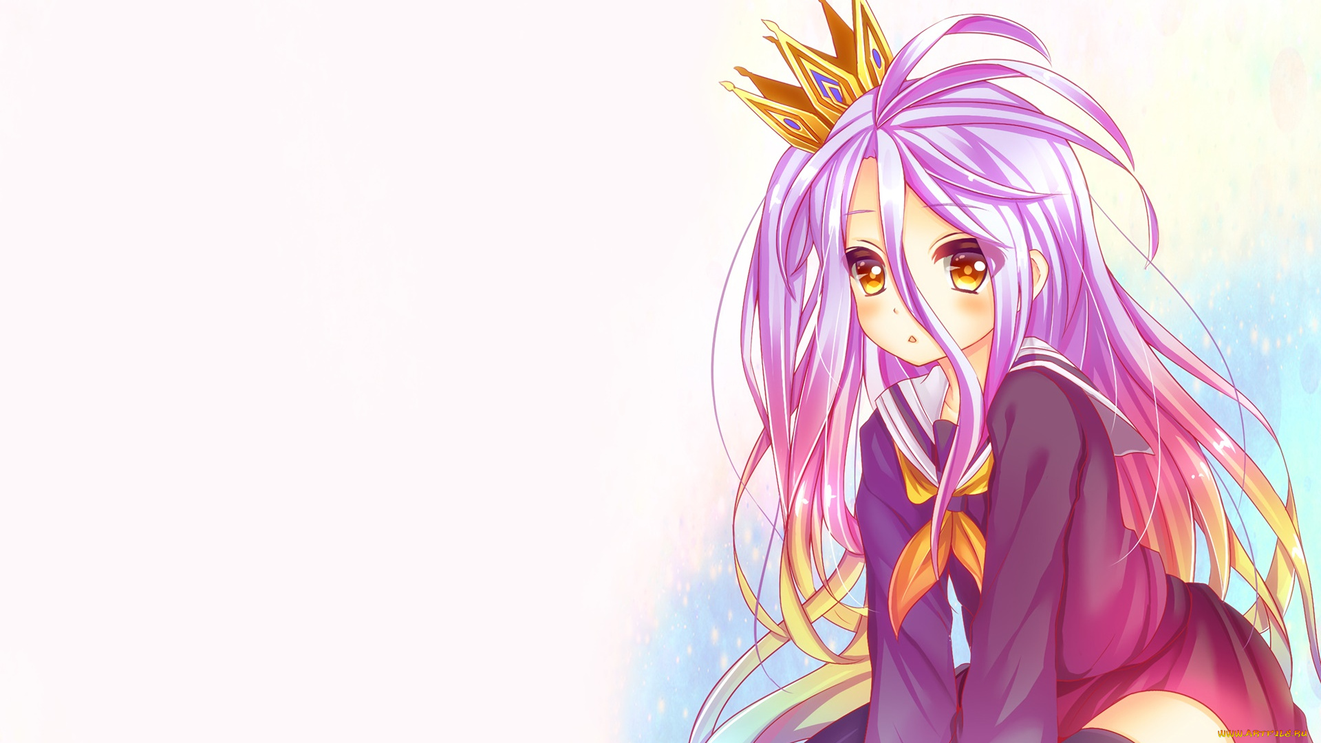 аниме, no, game, no, life, девушка, взгляд, фон