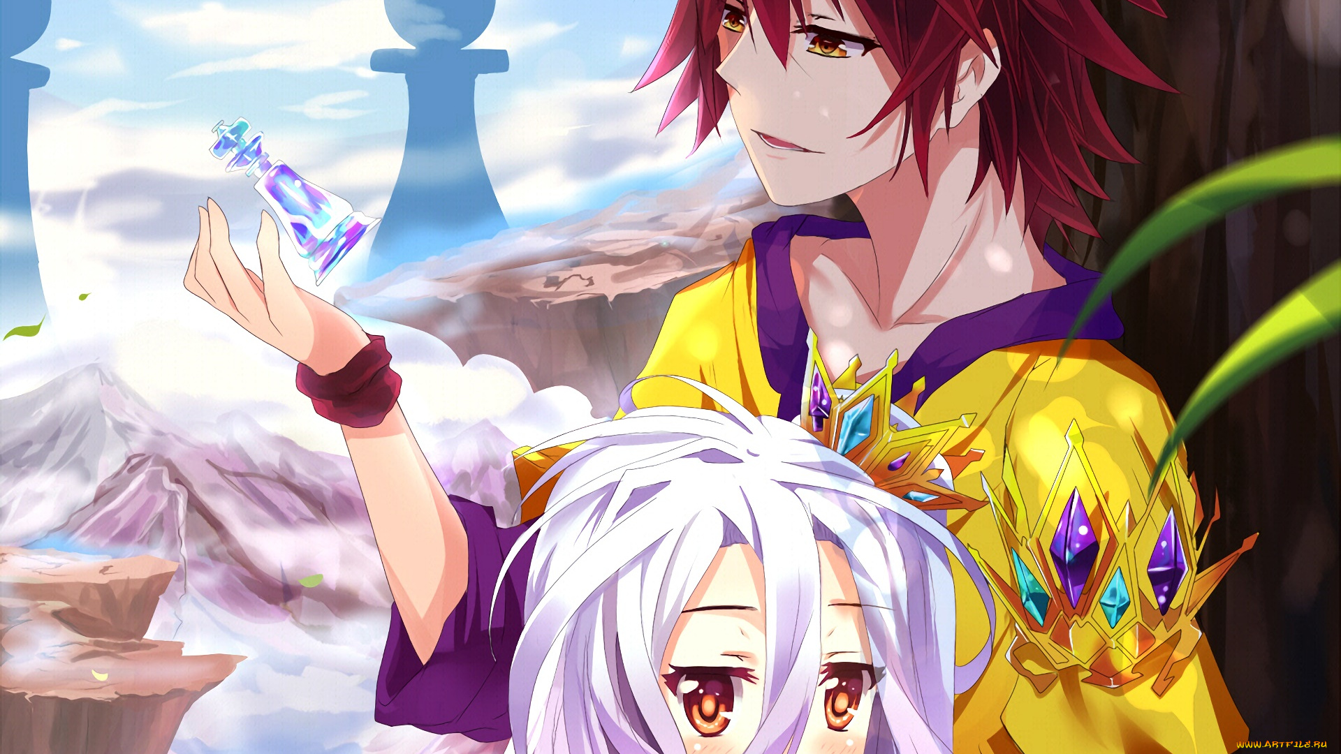 аниме, no, game, no, life, фон, взгляд, девушка