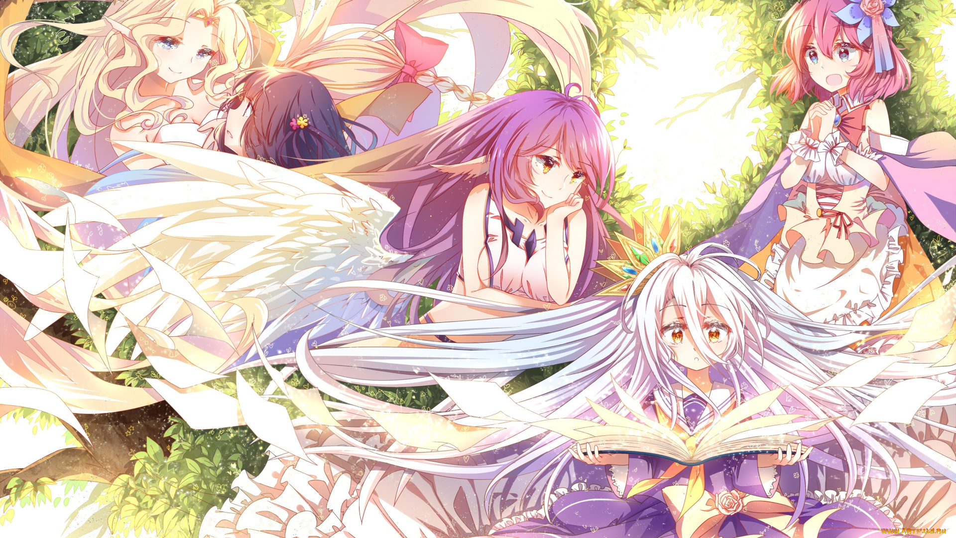 аниме, no, game, no, life, взгляд, девушки, фон