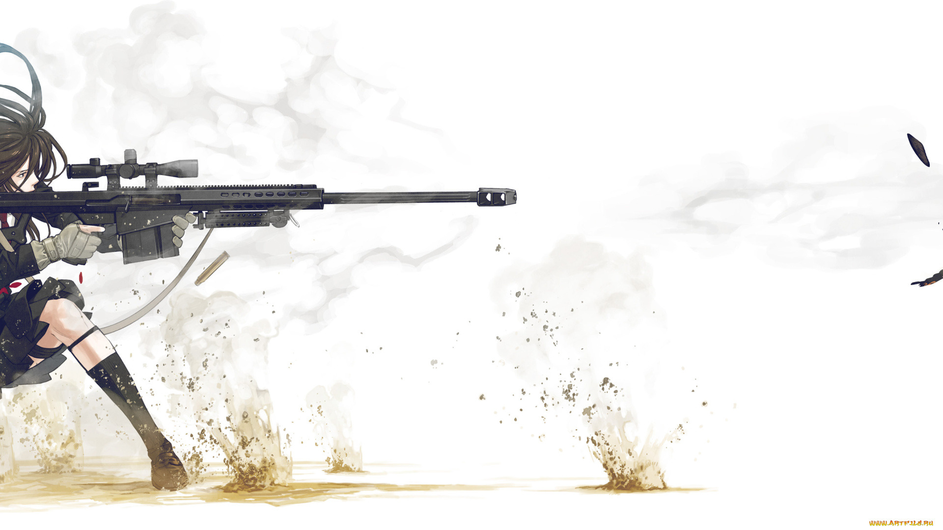 аниме, оружие, , техника, , технологии, девушка, винтовка, фон