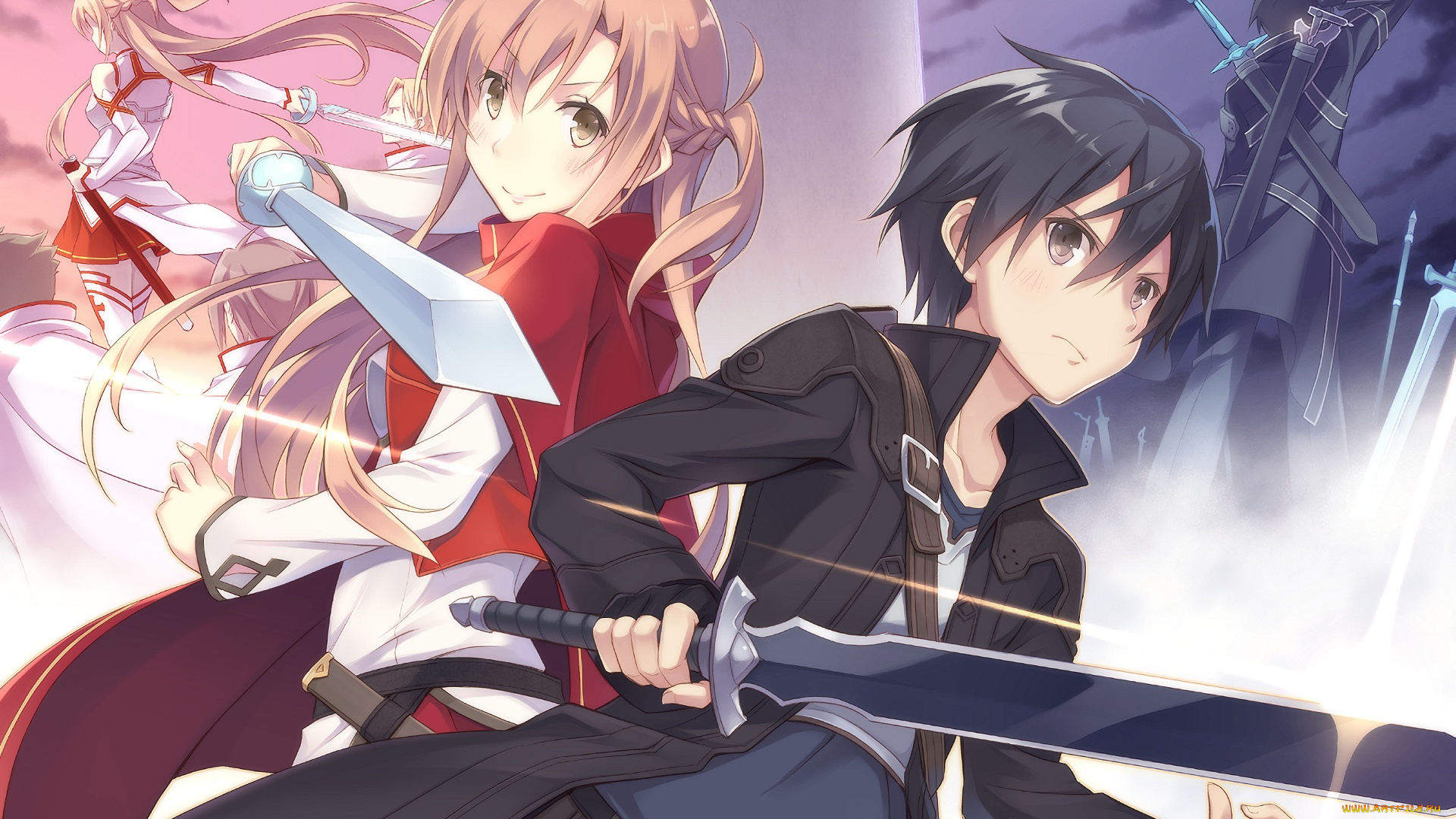 аниме, sword, art, online, art, asuna, sword, online, anime, kirito