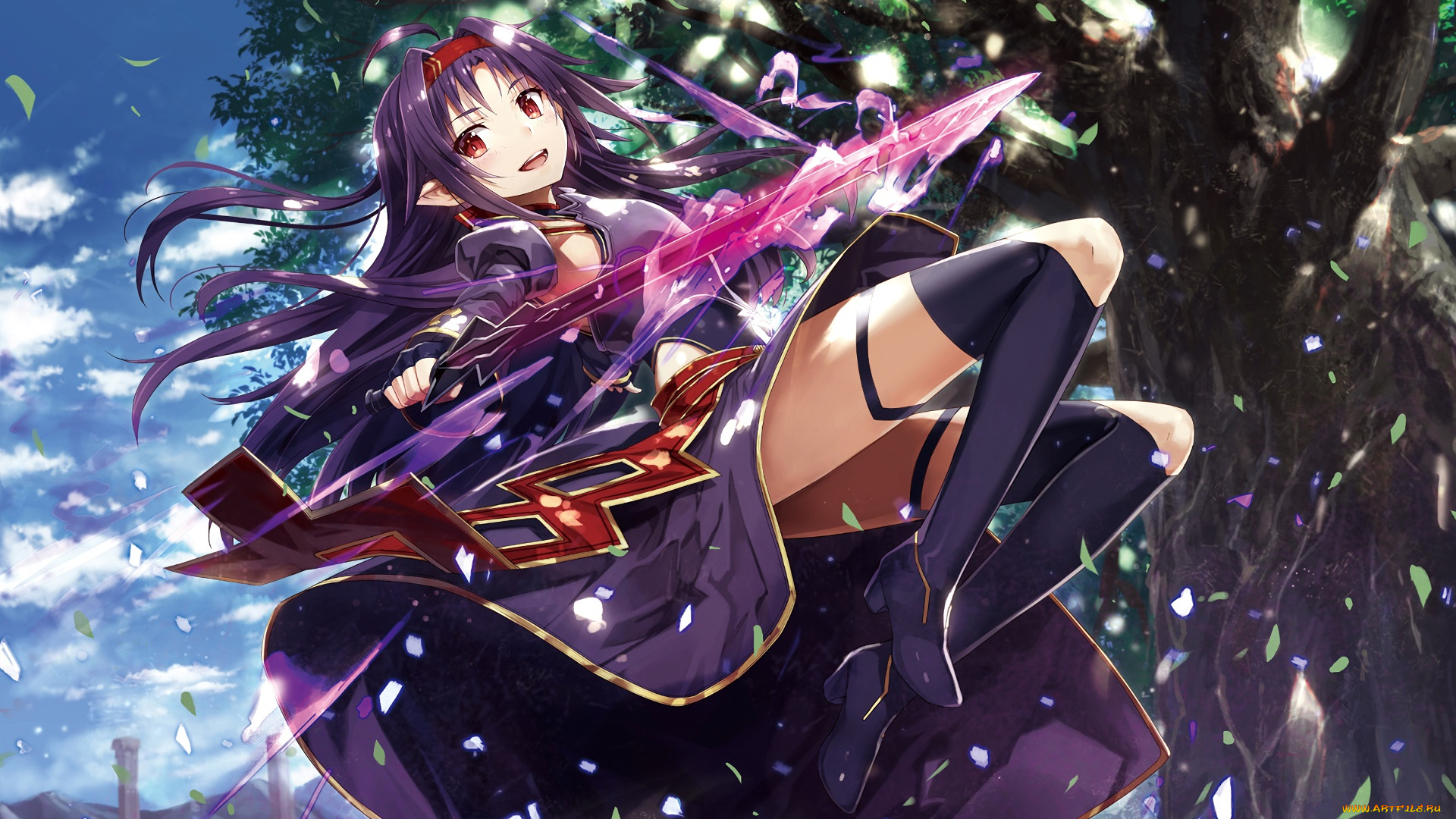 аниме, sword, art, online, фон, девушка, взгляд