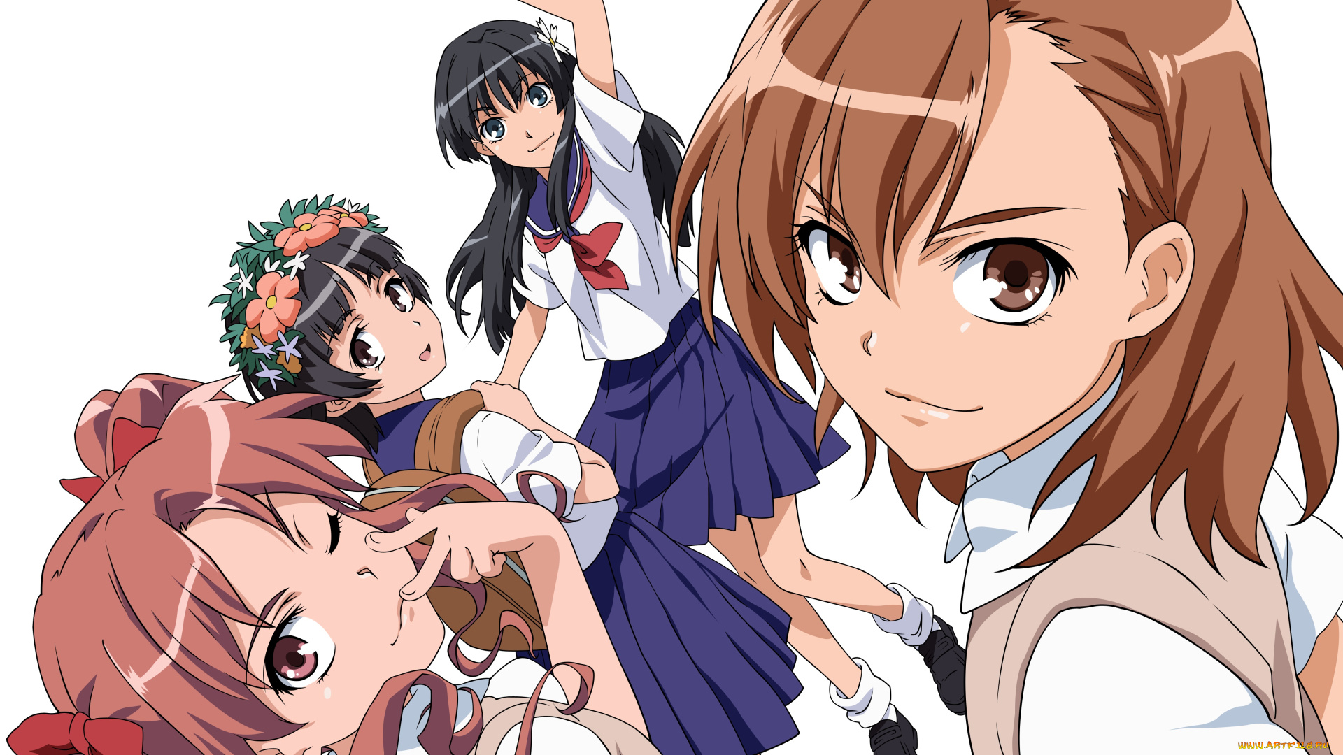 аниме, toaru, majutsu, no, index, девушки, взгляд, фон