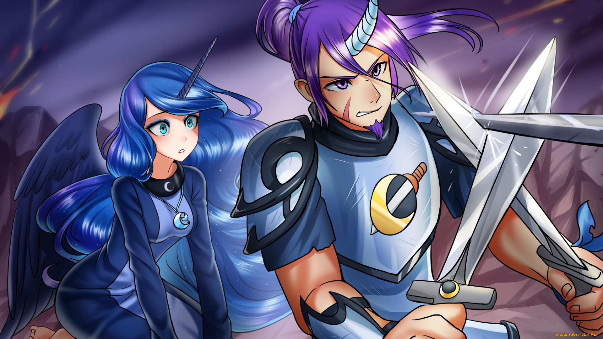 аниме, животные, , существа, девушка, взгляд, фон