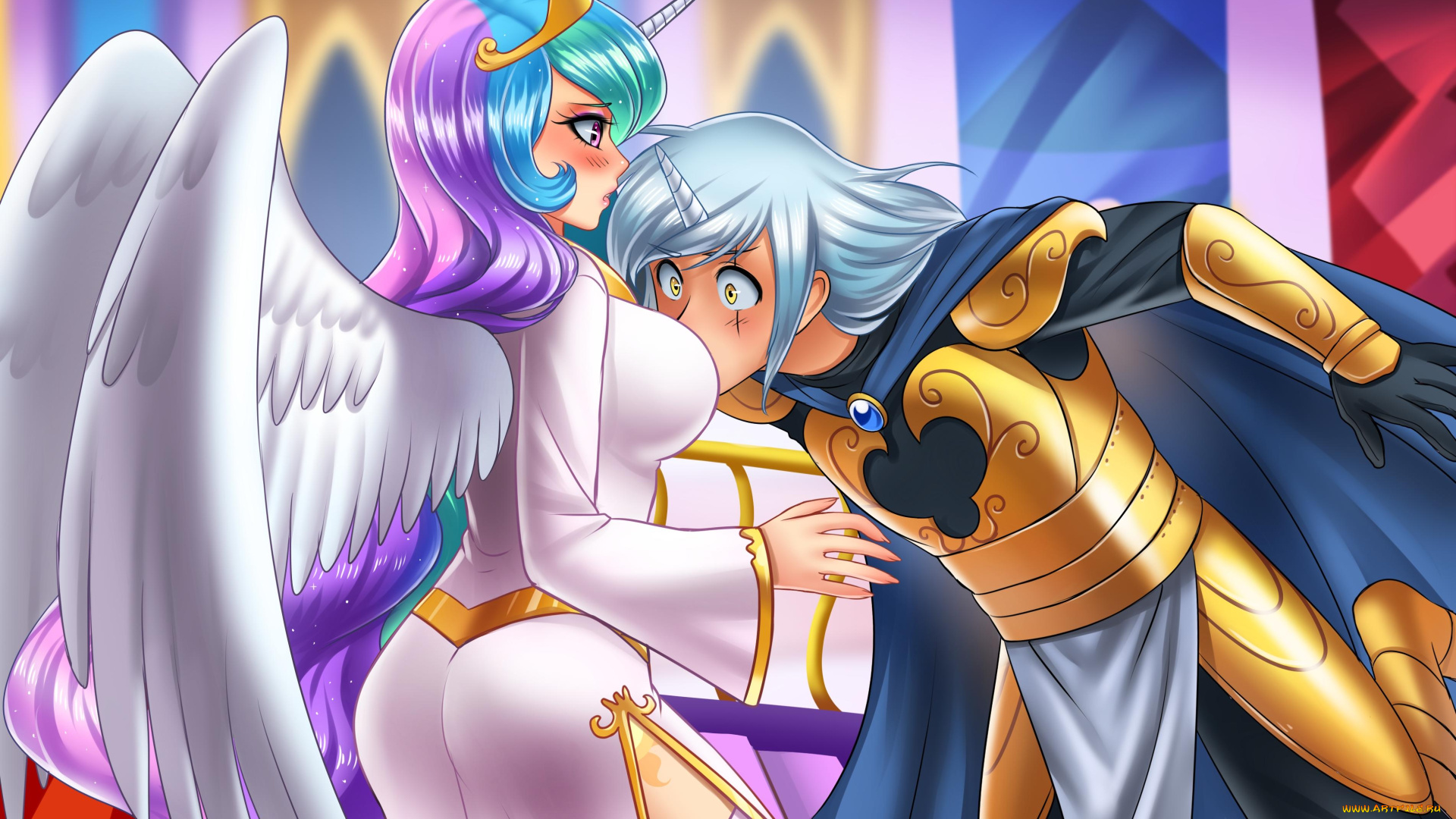 аниме, животные, , существа, девушка, взгляд, фон