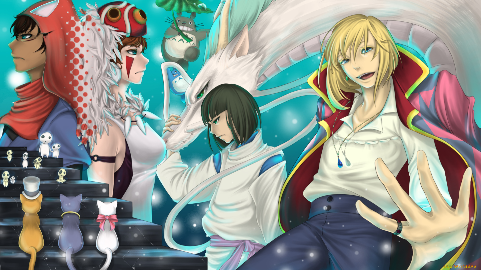 аниме, животные, , существа, персонажи, хаку, хаул