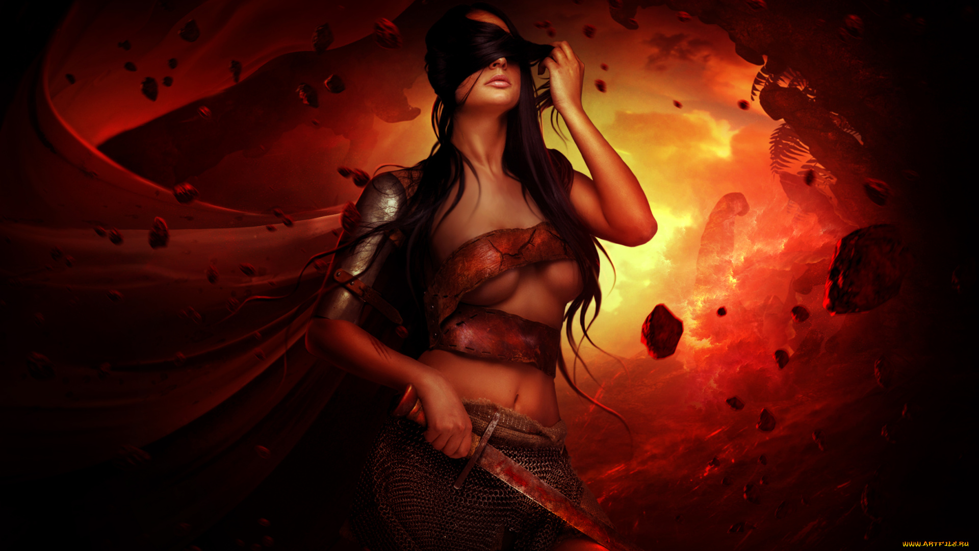 фэнтези, девушки, фон, меч, девушка