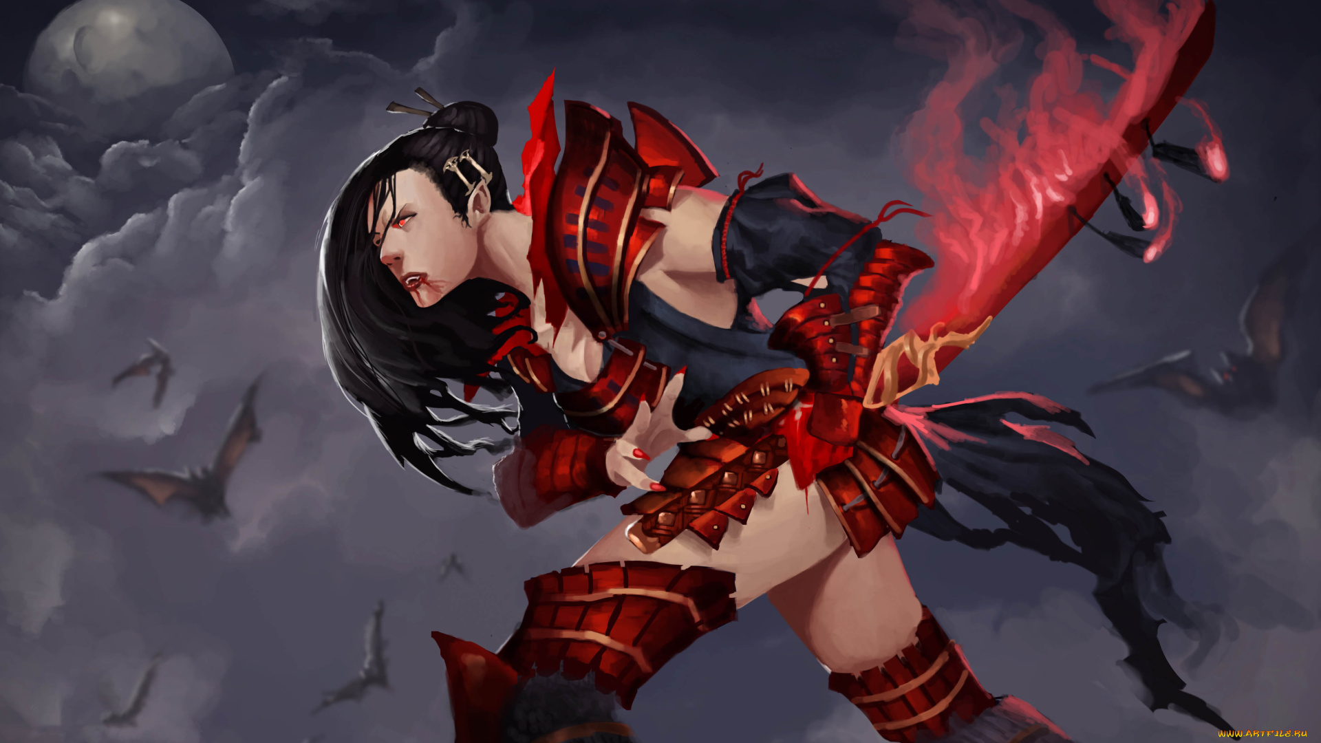 фэнтези, эльфы, униформа, меч, фон, девушка