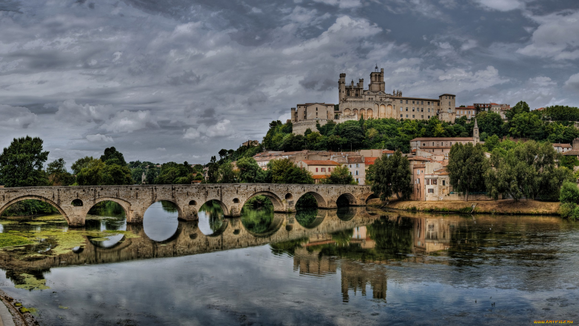 pont, vieux, y, catedral, de, st, , nazaire, , b&, 233, ziers, города, -, мосты, мост