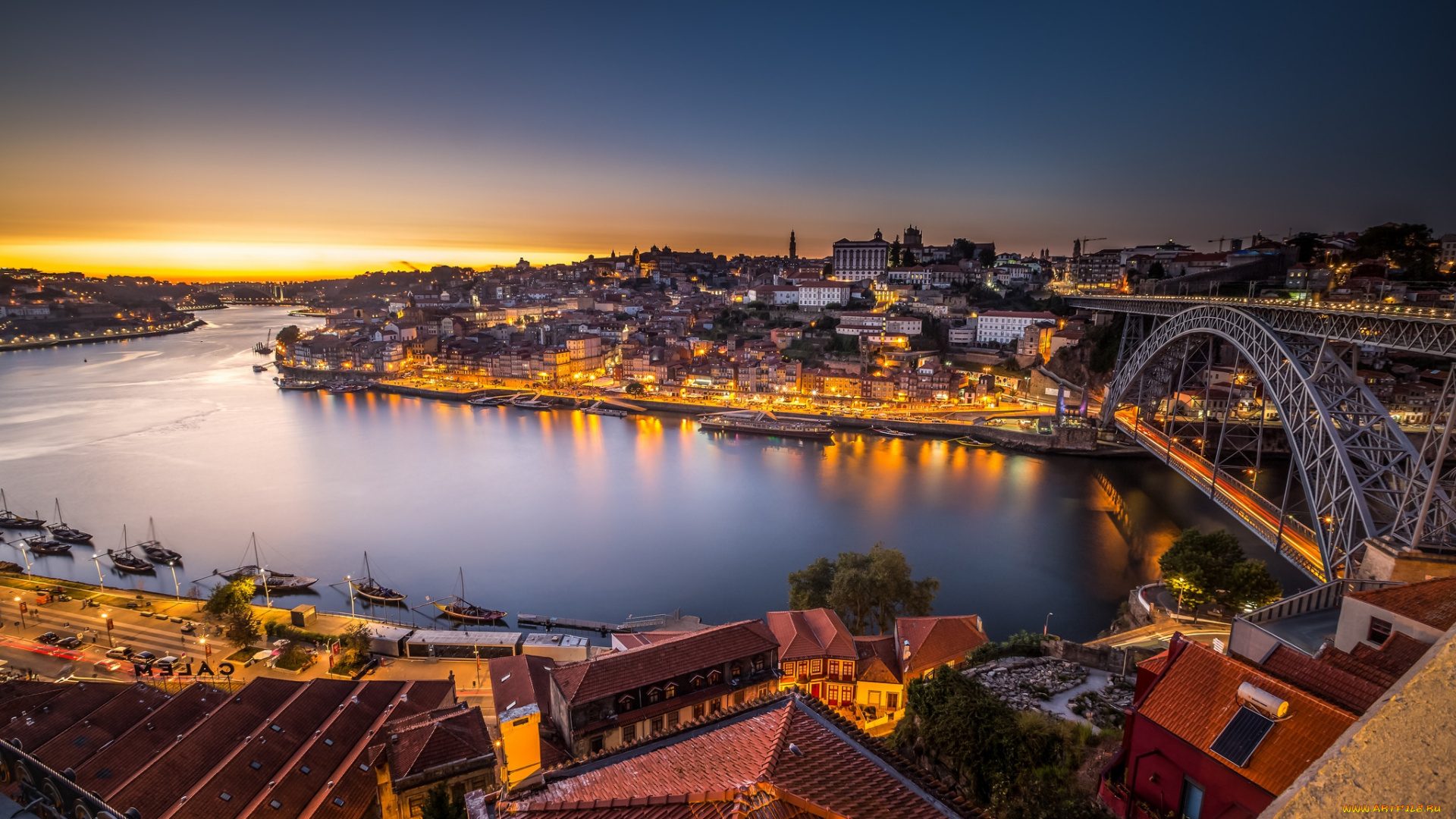porto, города, -, панорамы, мост, река