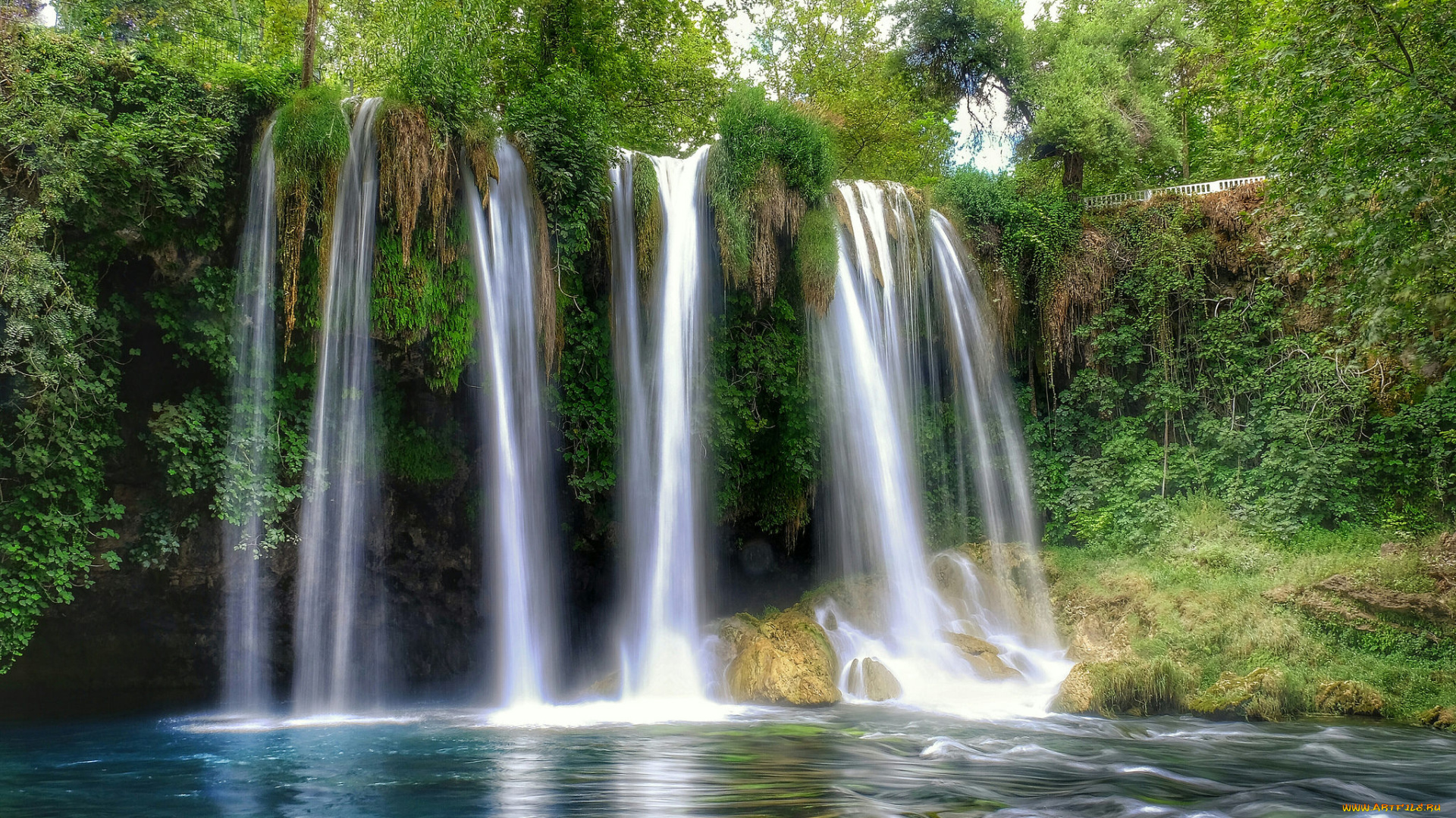 природа, водопады, река, лес, водопад