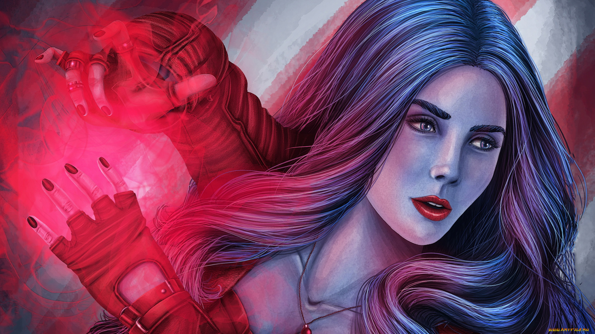 рисованное, кино, взгляд, фон, девушка