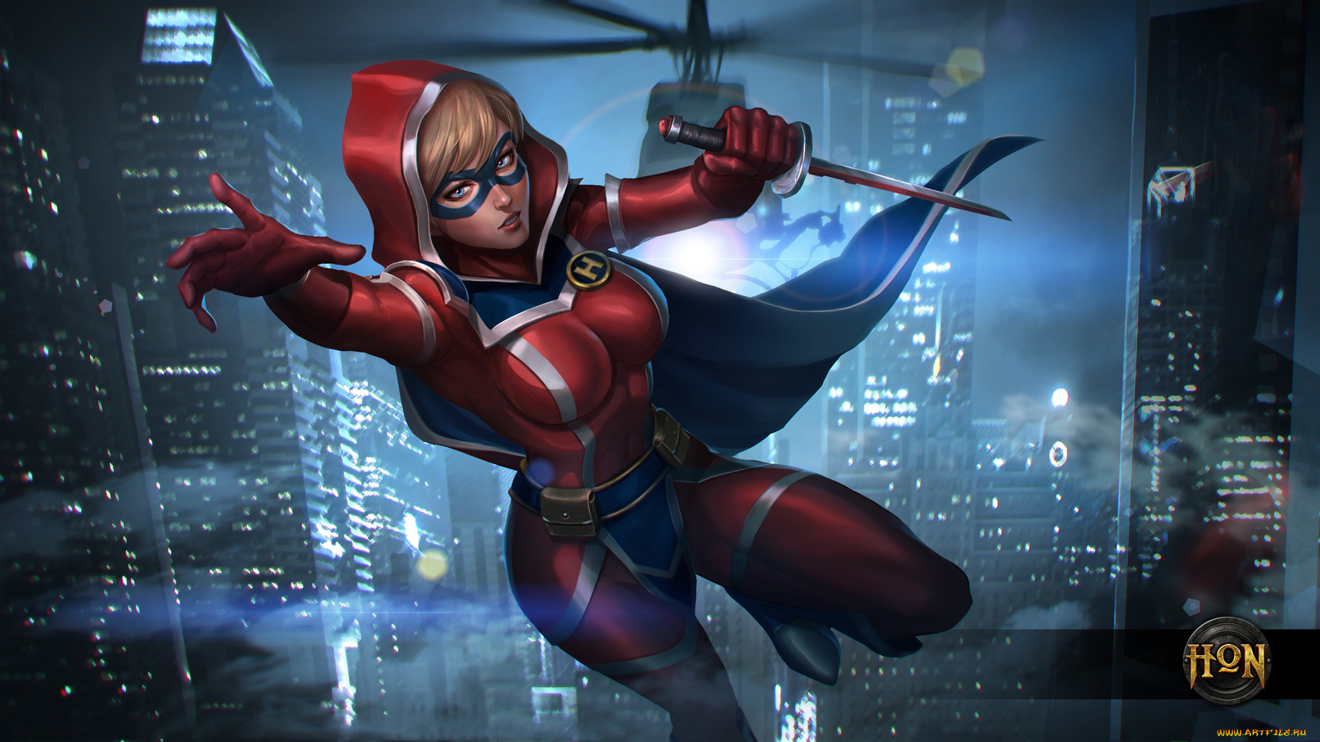 видео, игры, heroes, of, newerth, униформа, девушка, полет, взгляд, фон