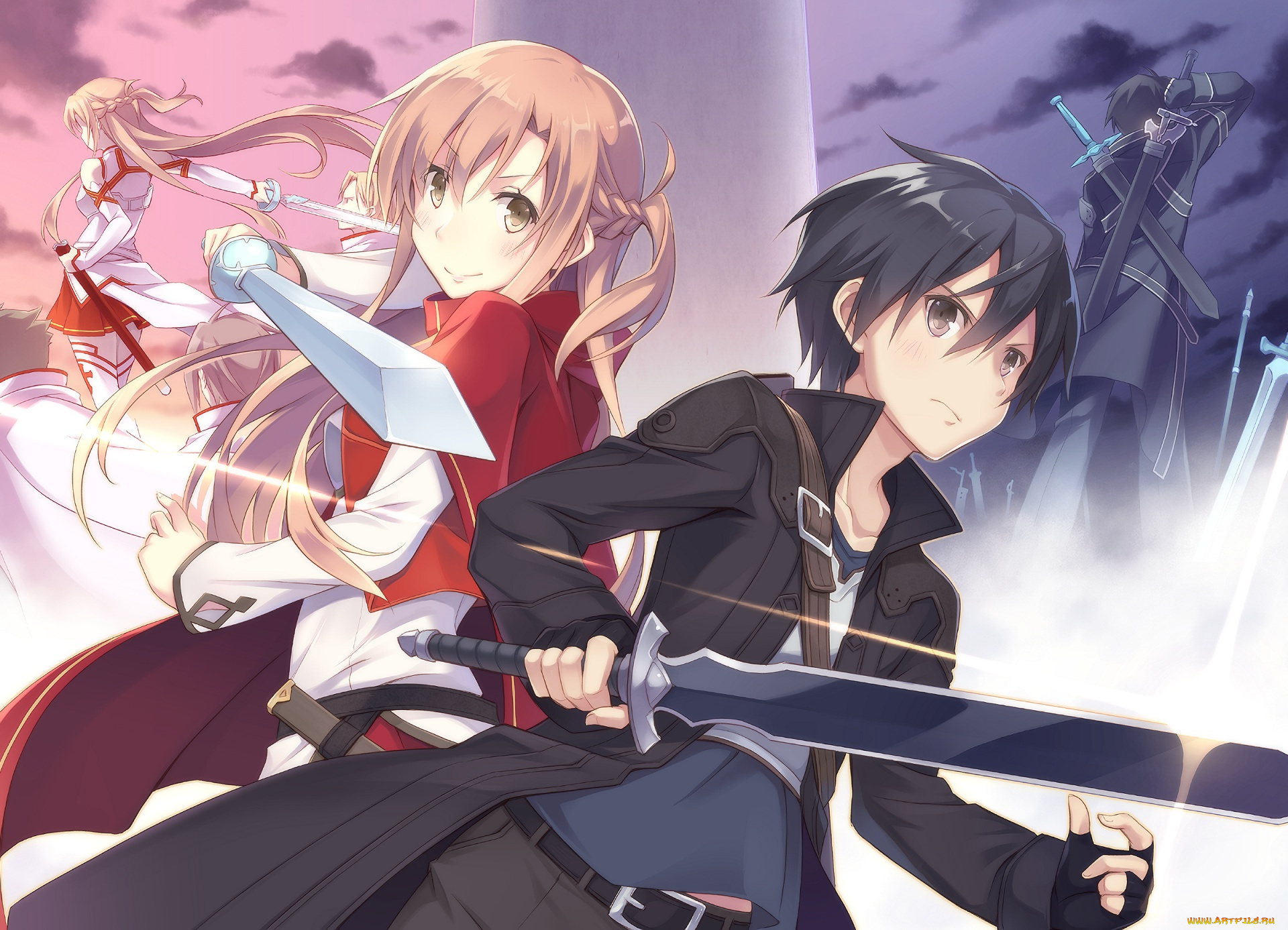аниме, sword, art, online, art, asuna, sword, online, anime, kirito