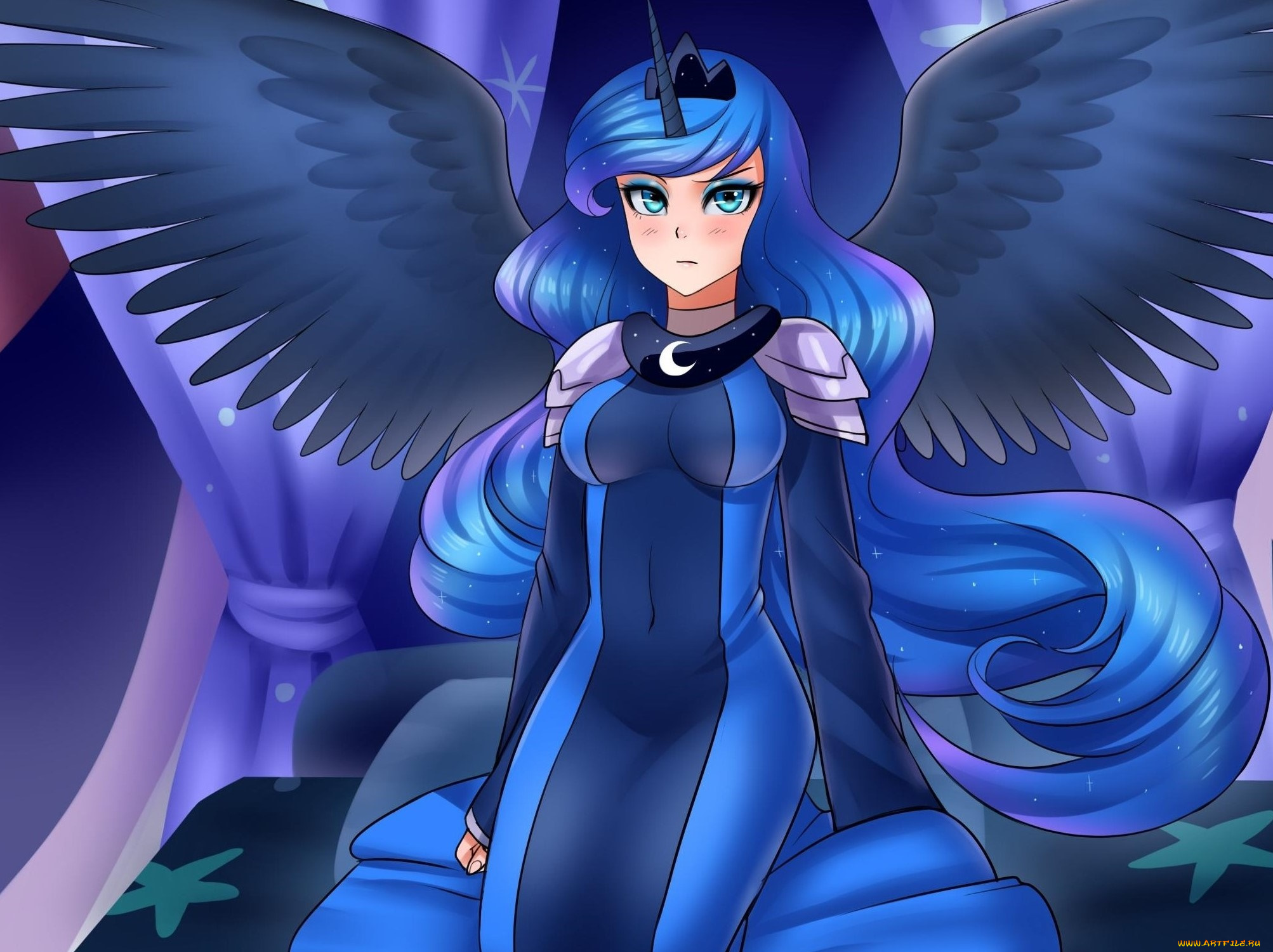 аниме, ангелы, , демоны, девушка, взгляд, фон