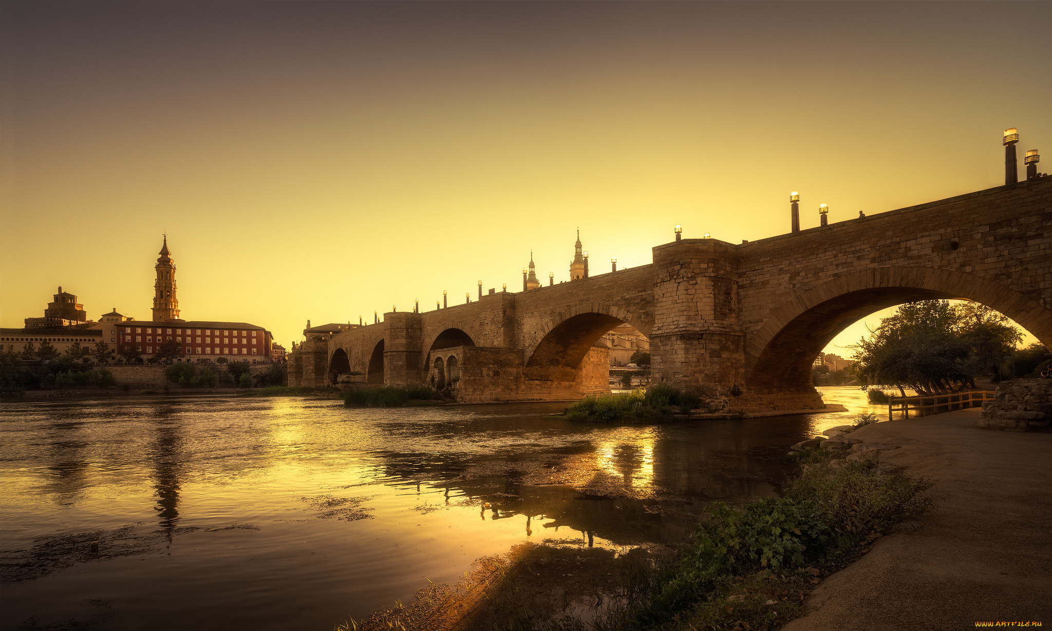 puente, de, piedra, города, -, мосты, мост, река
