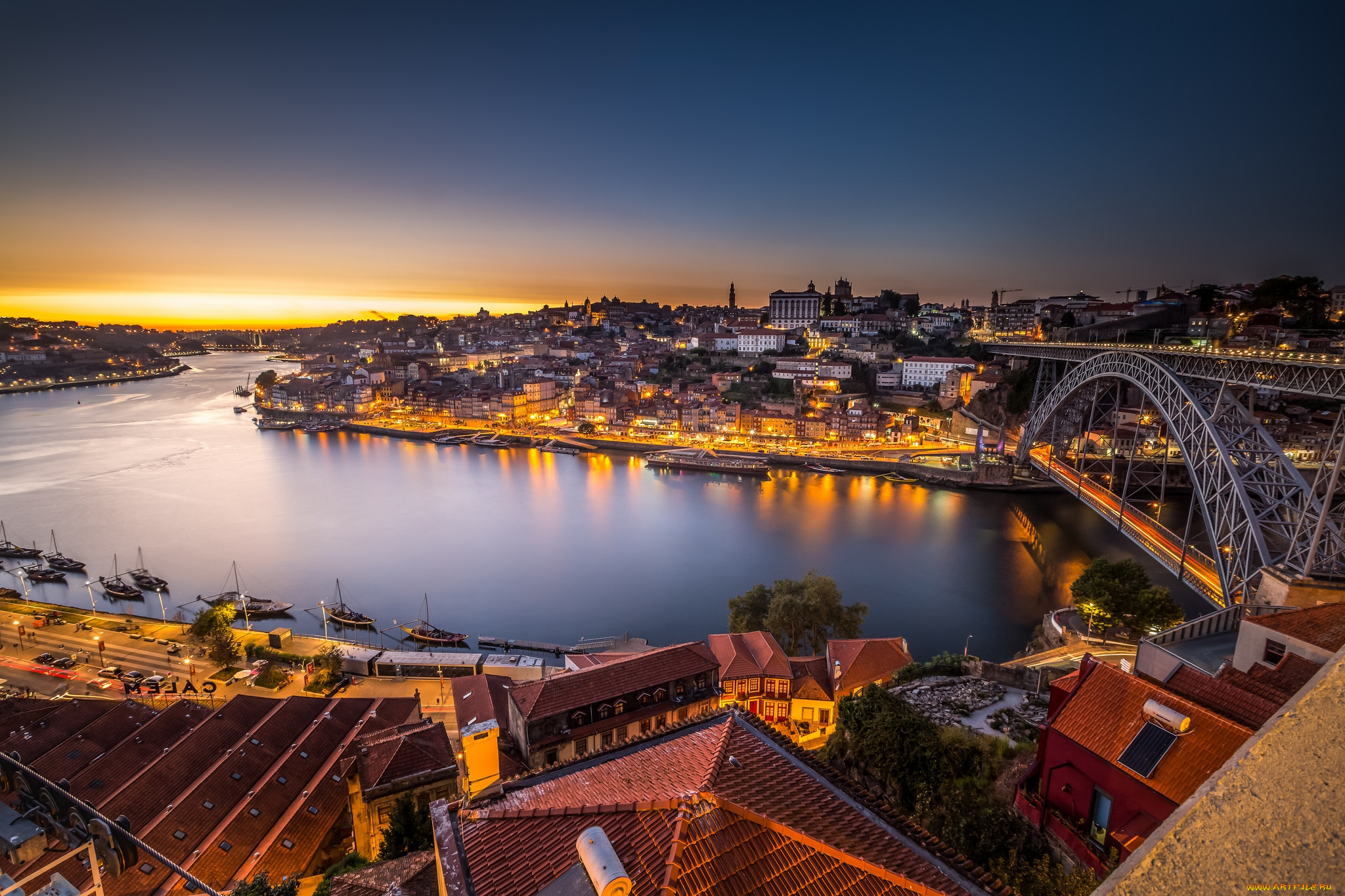 porto, города, -, панорамы, мост, река