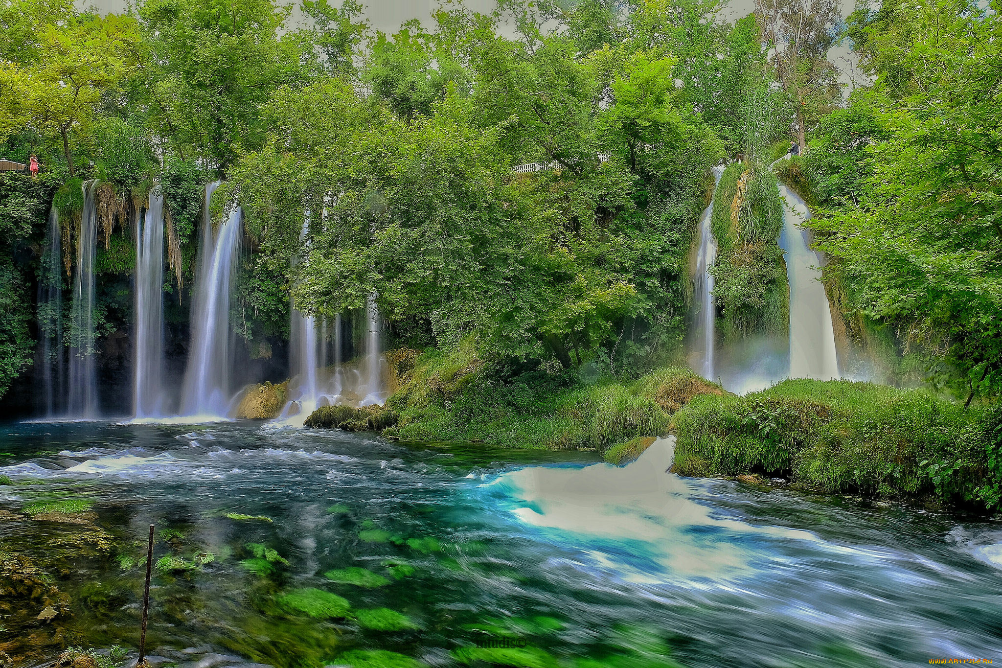 природа, водопады, водопад, река, лес