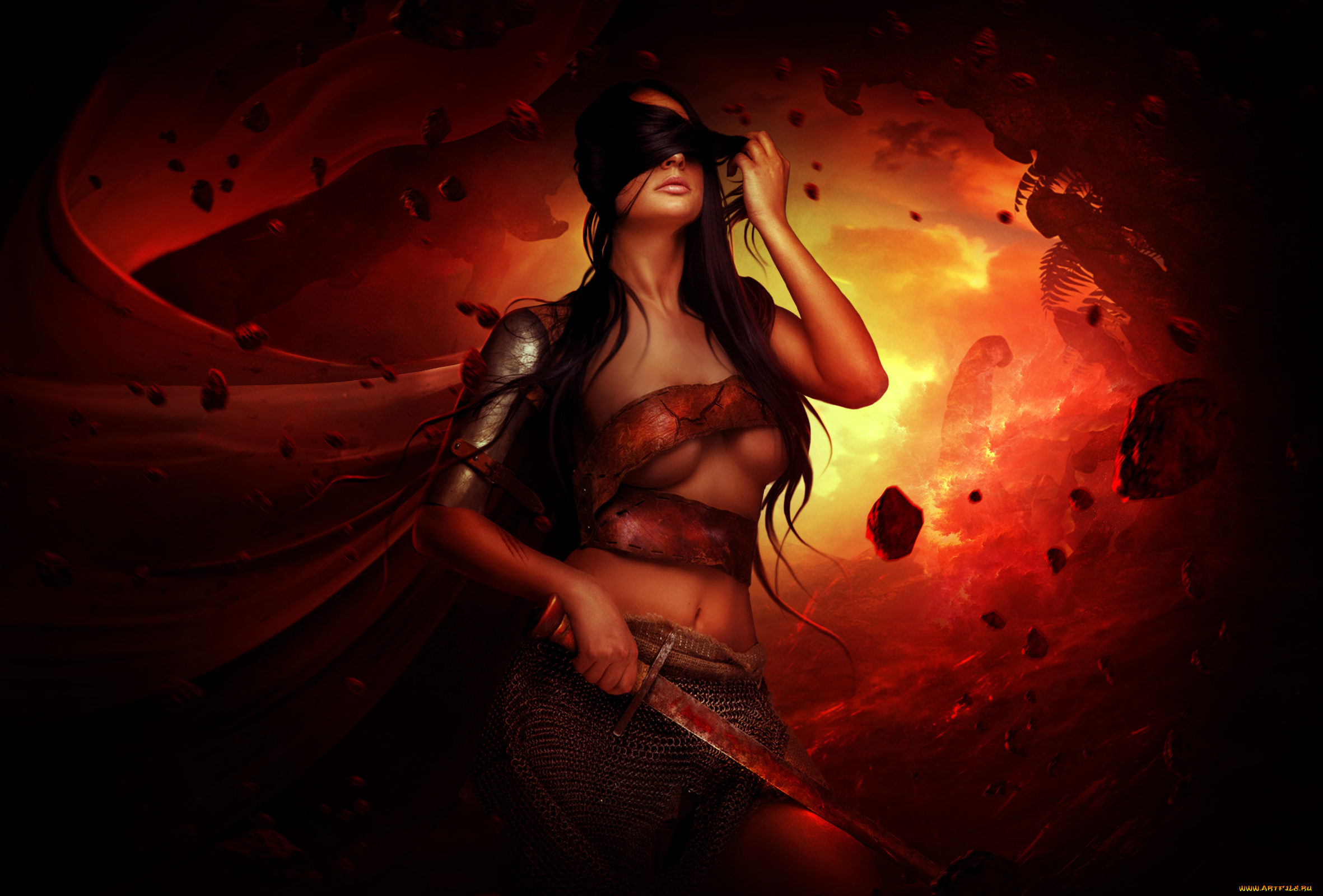 фэнтези, девушки, фон, меч, девушка