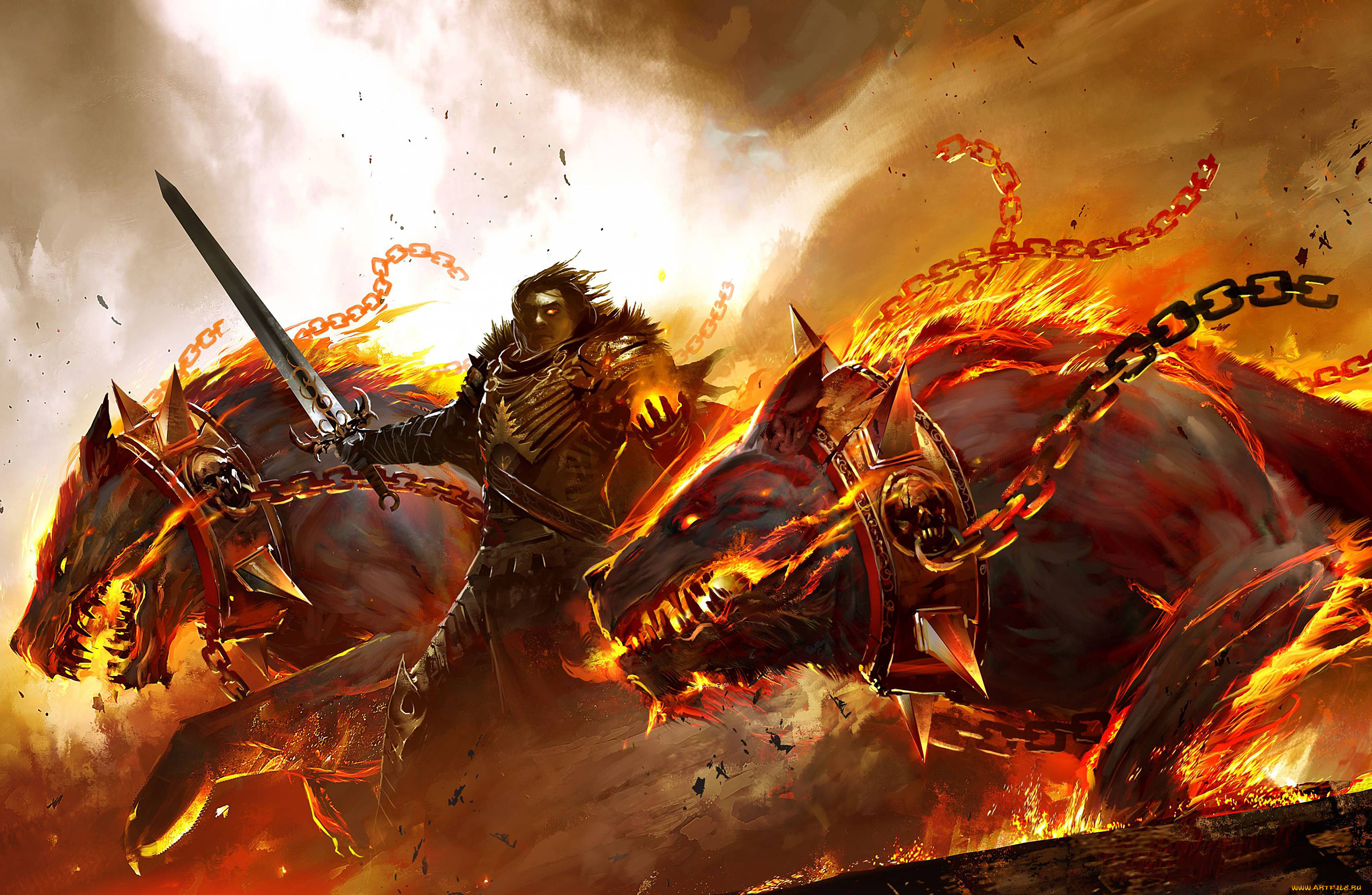 фэнтези, нежить, огонь, существа, чудища, пламя, монстры