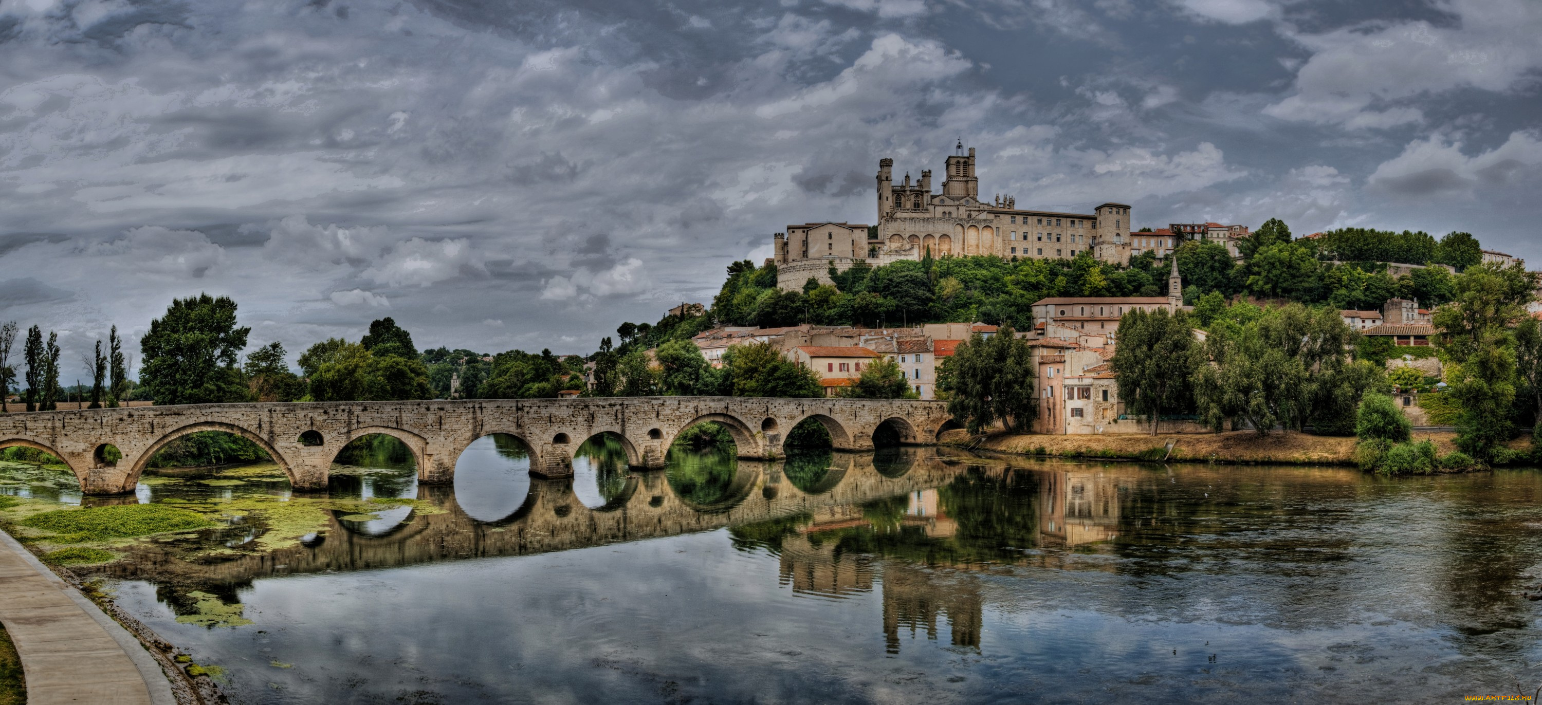 pont, vieux, y, catedral, de, st, , nazaire, , b&, 233, ziers, города, -, мосты, мост