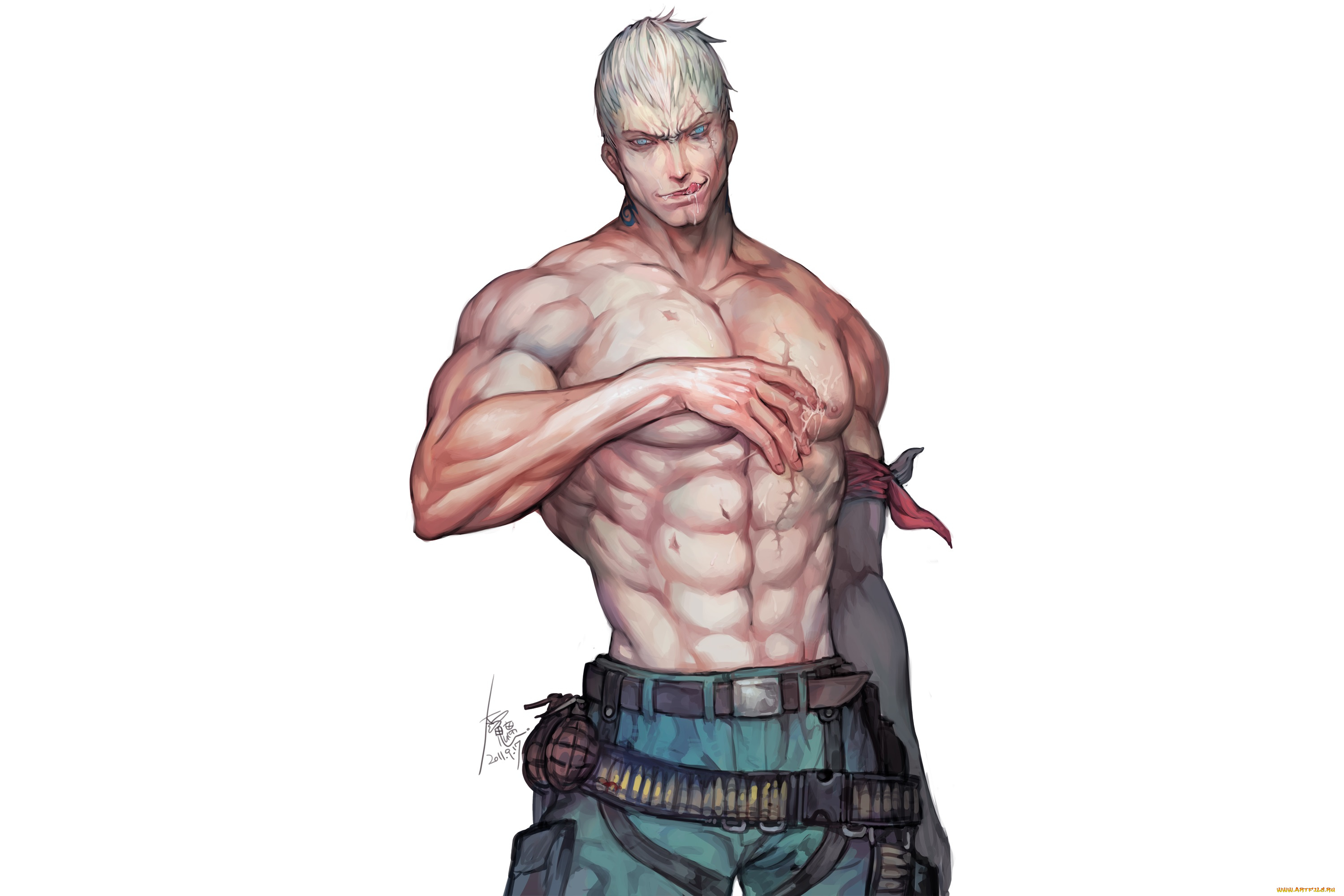 аниме, unknown, , другое, мускулы, парень