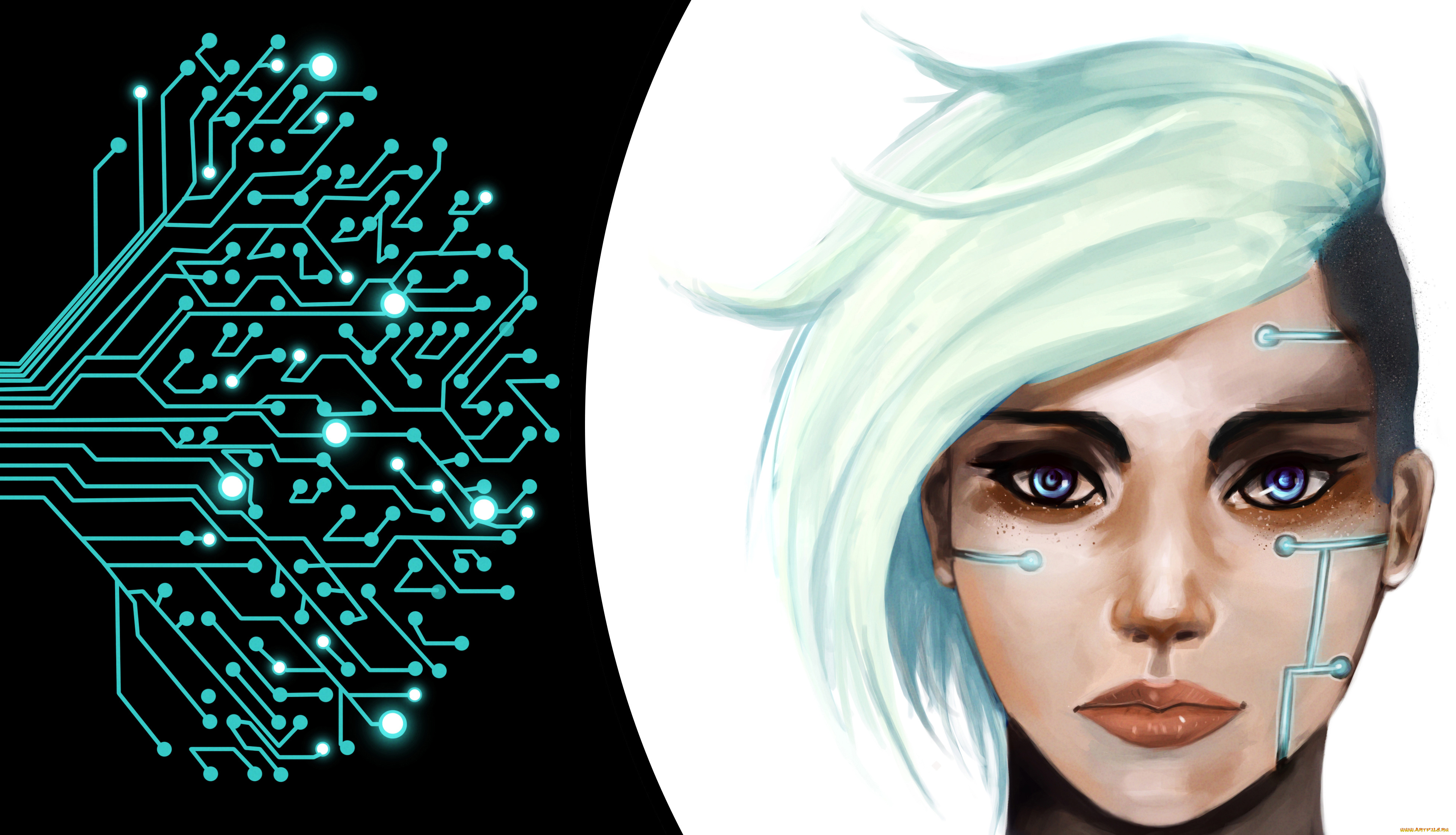 фэнтези, роботы, , киборги, , механизмы, взгляд, фон, девушка