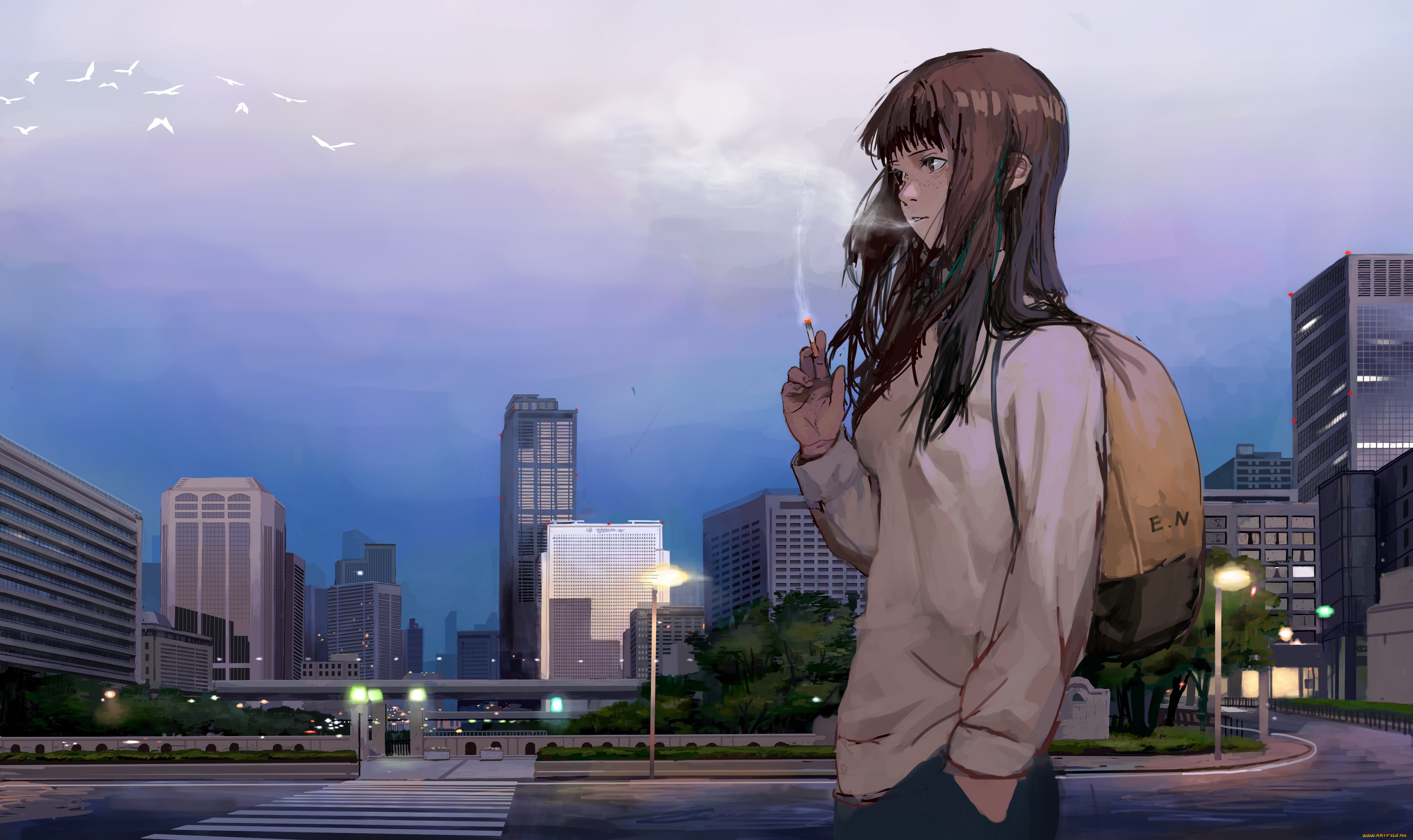 аниме, город, , улицы, , здания, emanon
