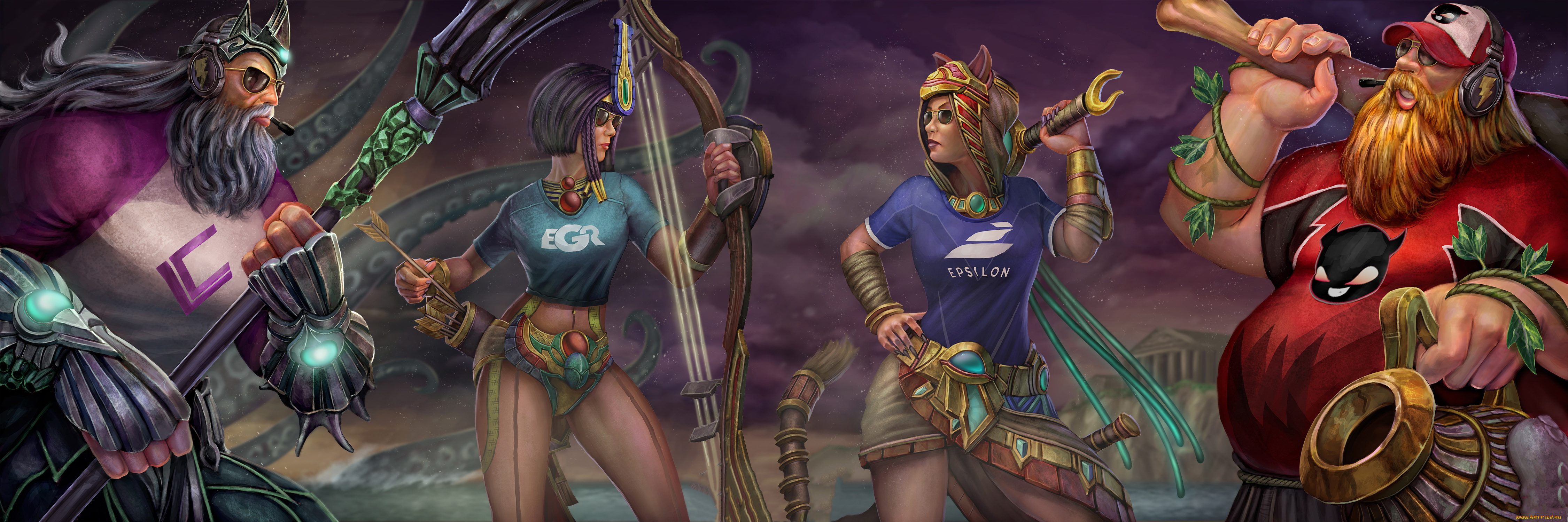 фэнтези, люди, мужчины, девушки, фон, взгляд