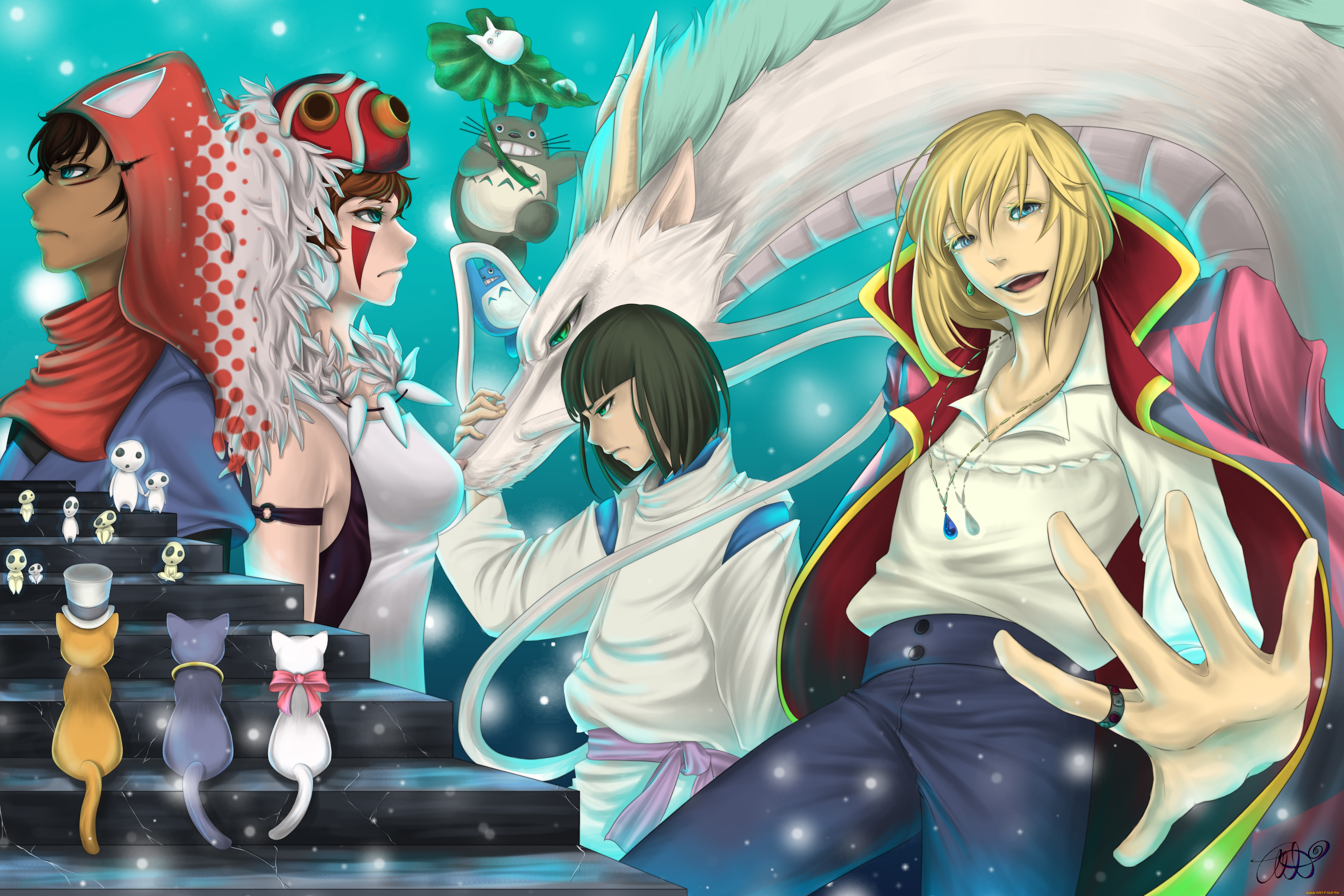 аниме, животные, , существа, персонажи, хаку, хаул