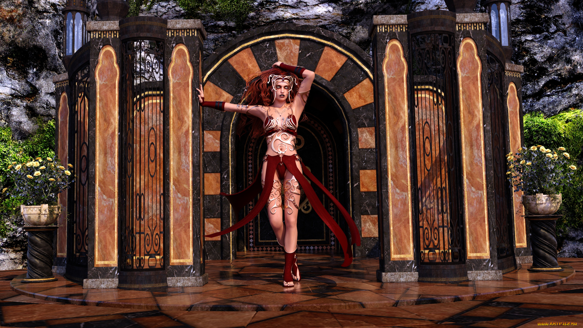 3д, графика, фантазия, , fantasy, фон, взгляд, девушка